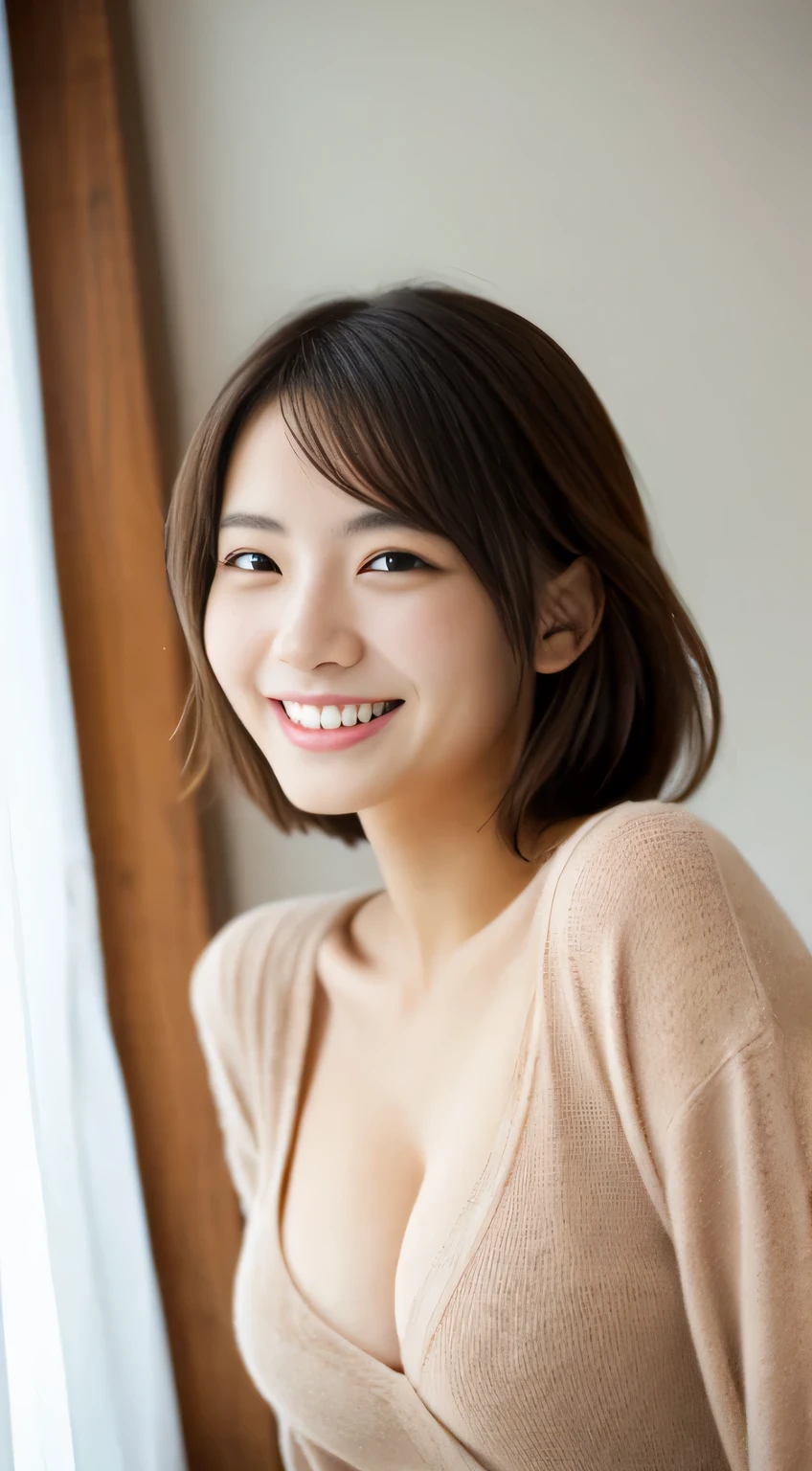masterpiece,best quality,(Japanese ),((Beautiful girl)),,indoor,(perfect body beauty:1.2),(shy smile),beautiful teeth,