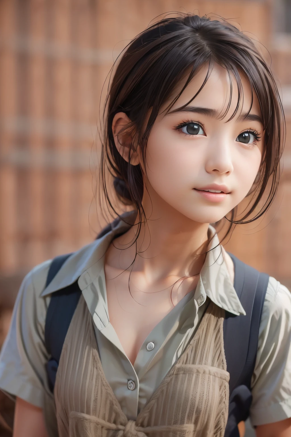 ((sfw: 1.4)),((detailed face, professional photography)), ((sfw, construction worker outfit, pulled back hair, 1 Girl)), Ultra High Resolution, (Realistic: 1.4), RAW Photo, Best Quality, (Photorealistic Stick), Focus, Soft Light, ((20 years old)), ((Japanese)), (( (young face))), (surface), (depth of field), masterpiece, (realistic), woman, bangs, ((1 girl))