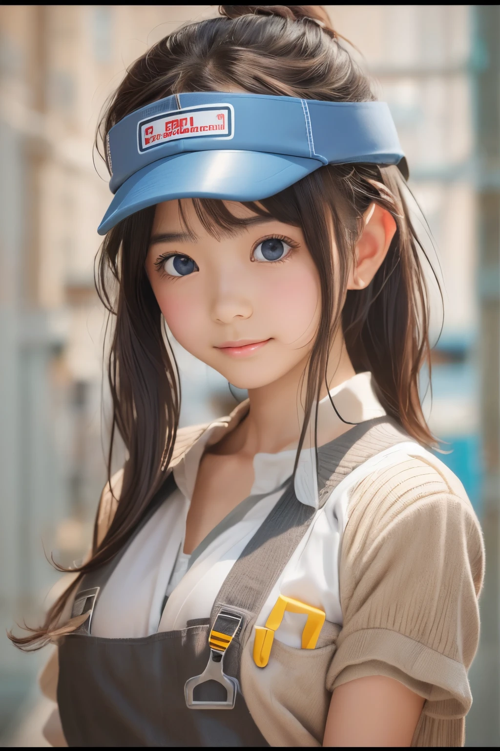 ((sfw: 1.4)),((detailed face, professional photography)), ((sfw, construction worker outfit, pulled back hair, 1 Girl)), Ultra High Resolution, (Realistic: 1.4), RAW Photo, Best Quality, (Photorealistic Stick), Focus, Soft Light, ((20 years old)), ((Japanese)), (( (young face))), (surface), (depth of field), masterpiece, (realistic), woman, bangs, ((1 girl))