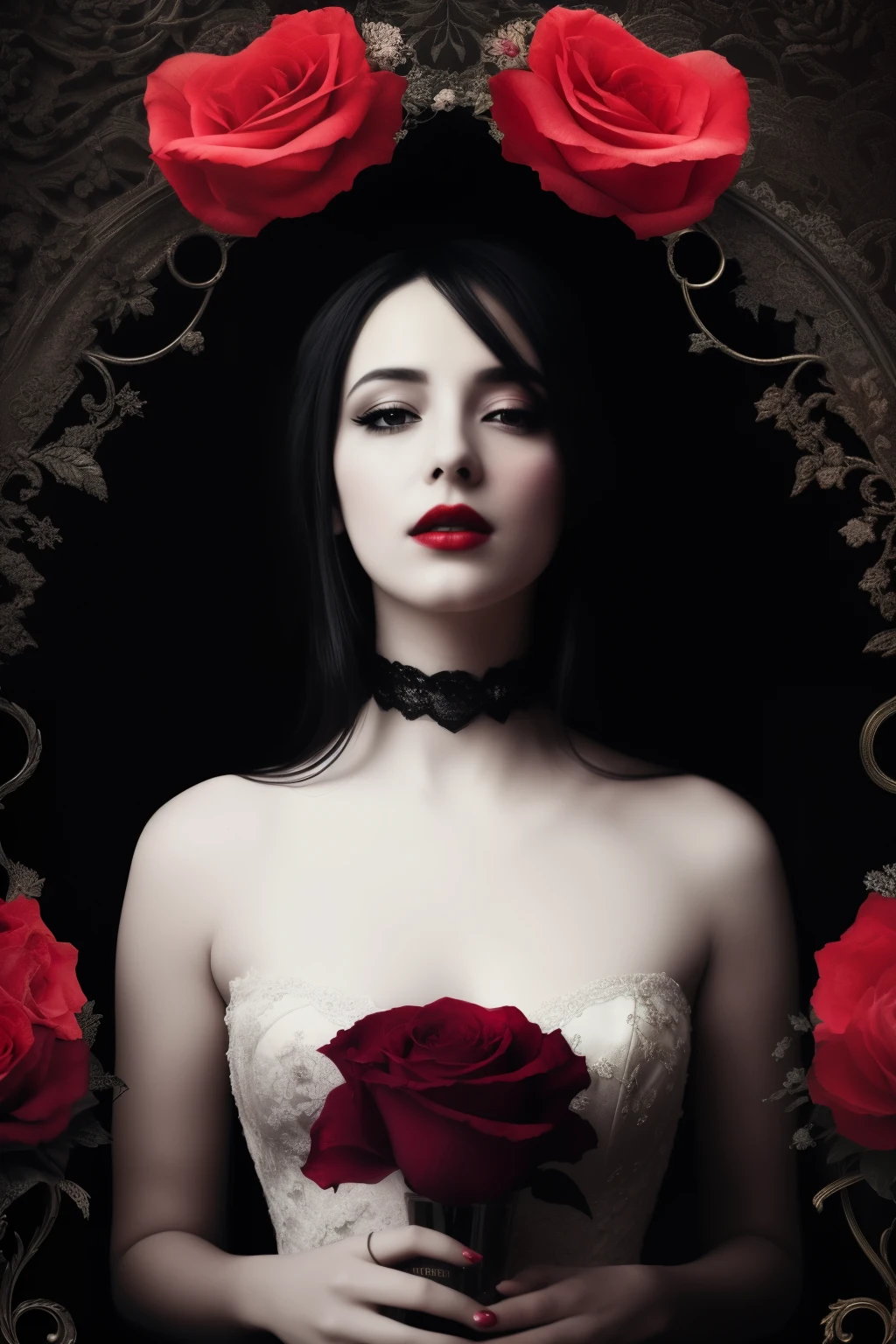 A hauntingly beautiful and evocative poster, "Let Her Know", showcases an empty semi-transparent black flower vase, its glass walls subtly revealing the stark contrast within. The vase holds a vivid, crimson lake of blood, which adds a mysterious and intriguing depth to the image. The name of the poster, elegantly written in bold, flowing font, completes the scene with a hint of romance and symbolism. The poster, with its dark and captivating theme, beckons viewers to ponder its deeper meaning and connect with the underlying emotion it conveys.
(hauntingly beautiful, evocative, poster, "Let Her Know", empty semi-trans