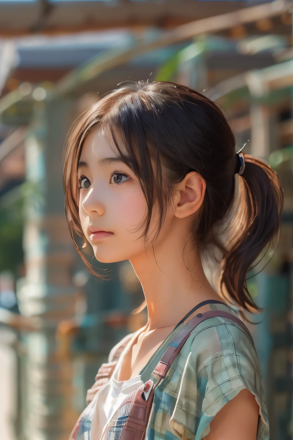 ((sfw: 1.4)),((detailed face, professional photography)), ((sfw, construction worker outfit, pulled back hair, 1 Girl)), Ultra High Resolution, (Realistic: 1.4), RAW Photo, Best Quality, (Photorealistic Stick), Focus, Soft Light, ((15 years old)), ((Japanese)), (( (young face))), (surface), (depth of field), masterpiece, (realistic), woman, bangs, ((1 girl))