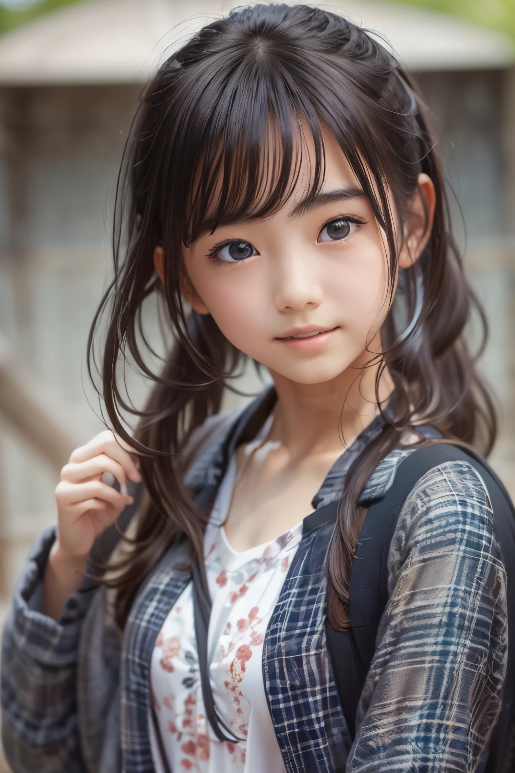 Best image quality, focus, soft light, , ((Japanese)), (sleeveless), (((front, young face))), (depth of field), super high resolution, (realistic: 1.4 ) , RAW photo, from above, upper body