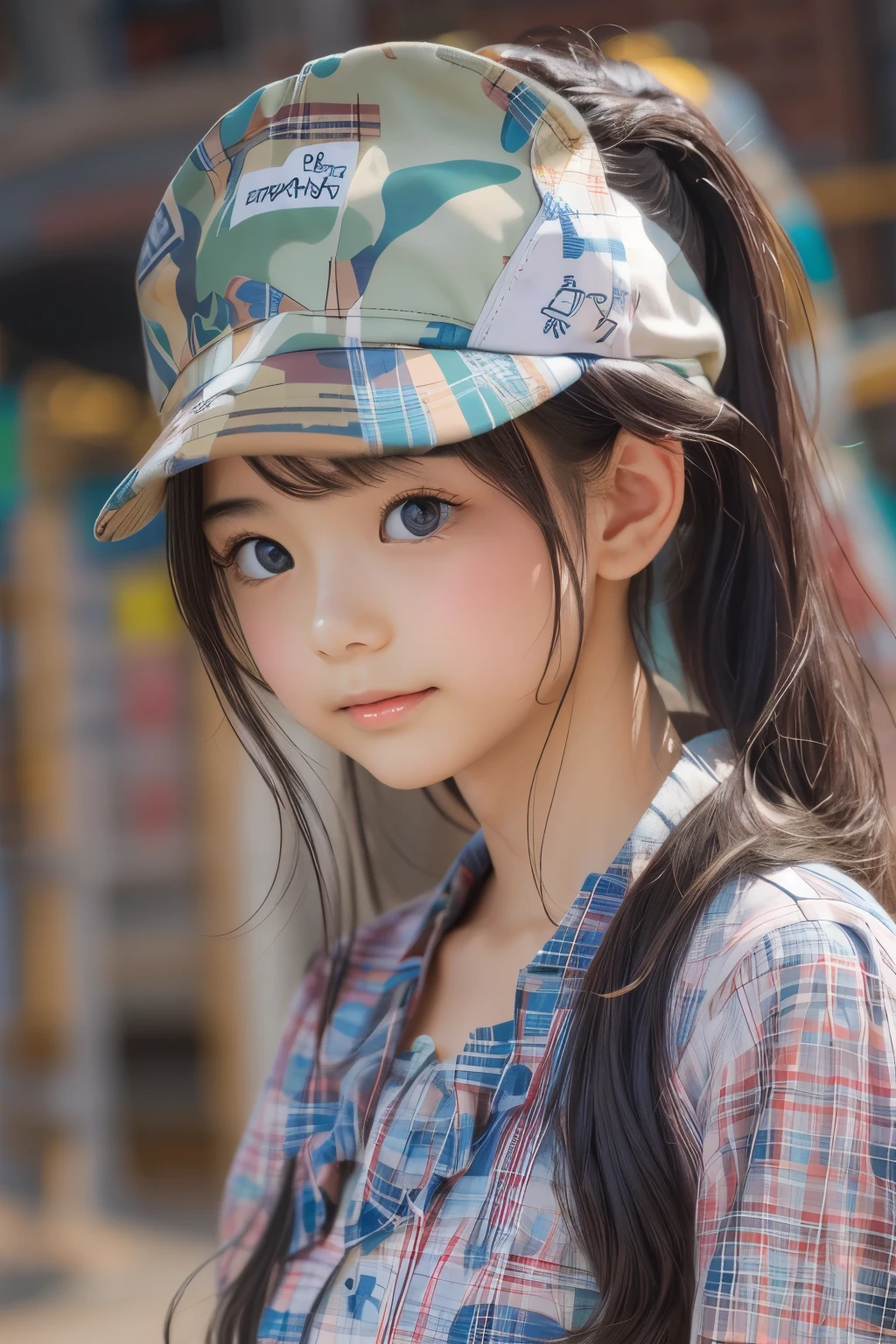 ((sfw: 1.4)),((detailed face, professional photography)), ((sfw, construction worker outfit, pulled back hair, 1 Girl)), Ultra High Resolution, (Realistic: 1.4), RAW Photo, Best Quality, (Photorealistic Stick), Focus, Soft Light, ((20 years old)), ((Japanese)), (( (young face))), (surface), (depth of field), masterpiece, (realistic), woman, bangs, ((1 girl))