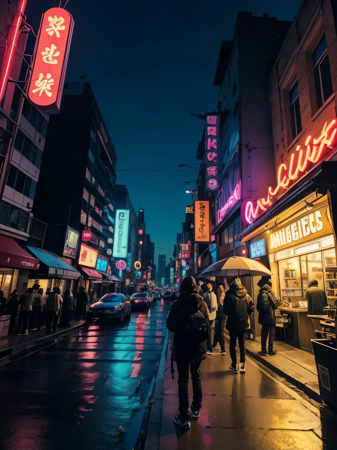 Extreme detail,masterpiece,urban_night,anime_style,bunny_girl,neon_sign,gathering_spot,energizing_presence,added_charm_to_nightlife