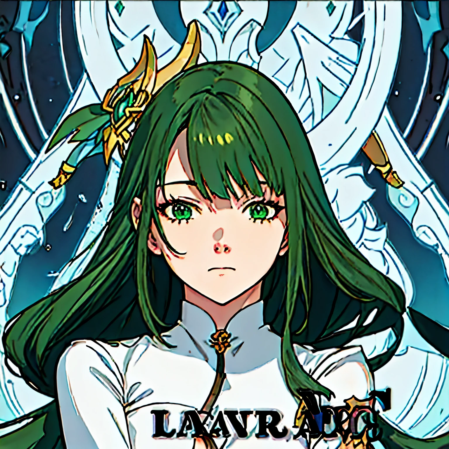 Woman with dark green hair, pale white skin, big breasts, sexy clothes, anime fantasy style, cold face, sharp eyes 