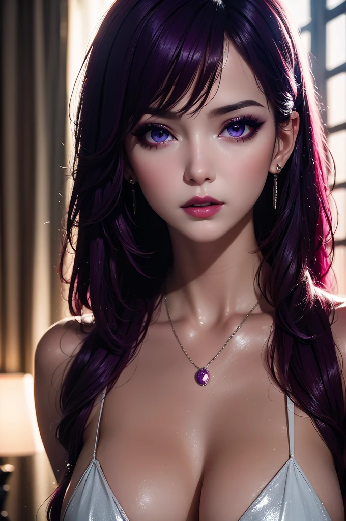 picture, ProFessional Full-body, (detailed Face and eye:1.4), Purple eyes,Deep rifts, colorFul, color photography oF woman, (dark makeup), necklace, Earrings, (Dark lipstick), Split lips, sharp Focus, Focus on Face, Insanely sharp details, Very detailed, gigantic breasts in Frame, 4K HQ, 8k, depth oF Field, F/1.2, Leica, 8k HDR, High contrast, Highly retouched, Shadows, sad, Award-winning photography, The best photographers.