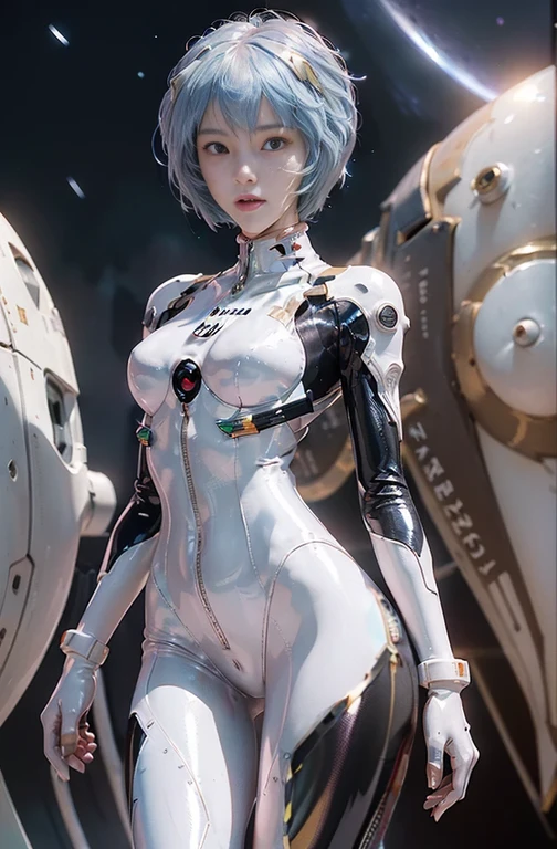 (pearl-colored rubber suit with strong metallic luster and smooth surface), ((Sexy tight metallic shiny latex suit)))), (2 thick black lines from thigh to buttocks: 1.1))),(realistic),photo, best quality,