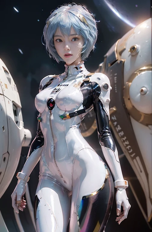 (pearl-colored rubber suit with strong metallic luster and smooth surface), ((Sexy tight metallic shiny latex suit)))), (2 thick black lines from thigh to buttocks: 1.1))),(realistic),photo, best quality,