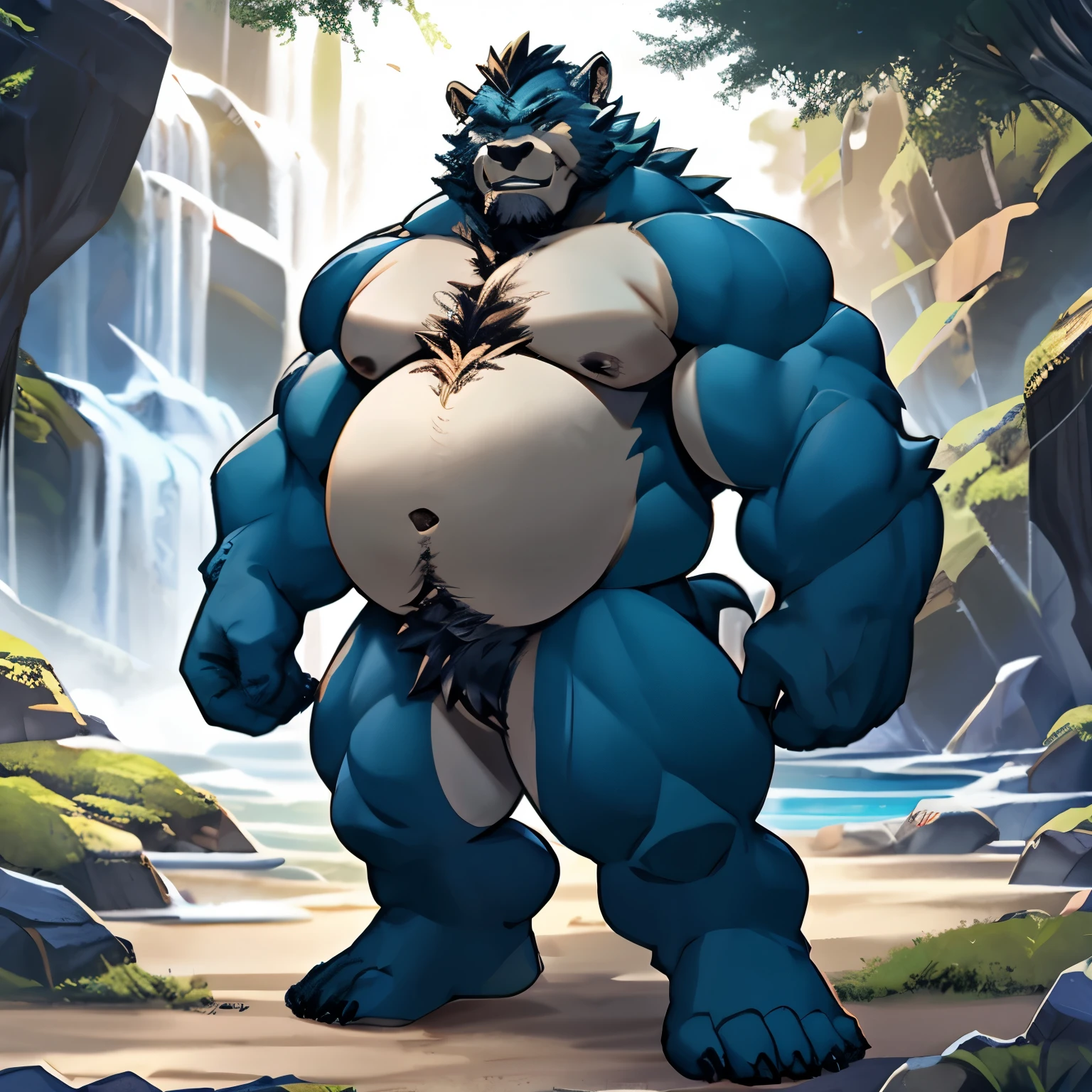 Alone, ORCBEAR, Male, muscle, intestinal muscle, big belly, (((naked))), large, Male mature, old.