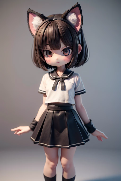 3D blind box of a girl full body skirt with kitten ears