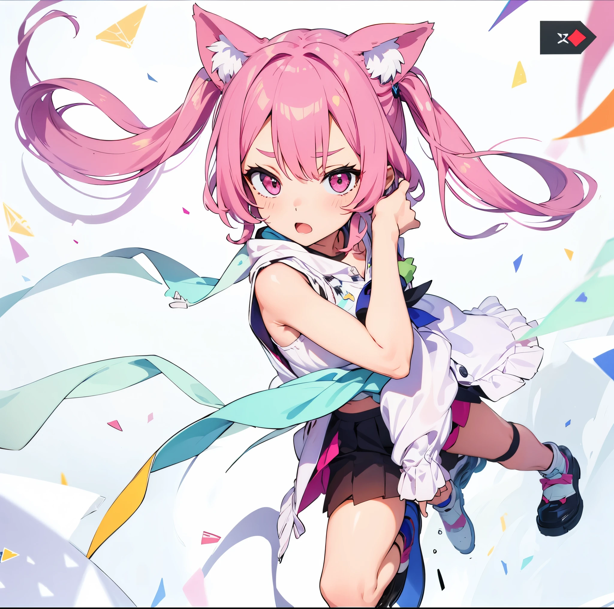 girl pink hair nekomimi t