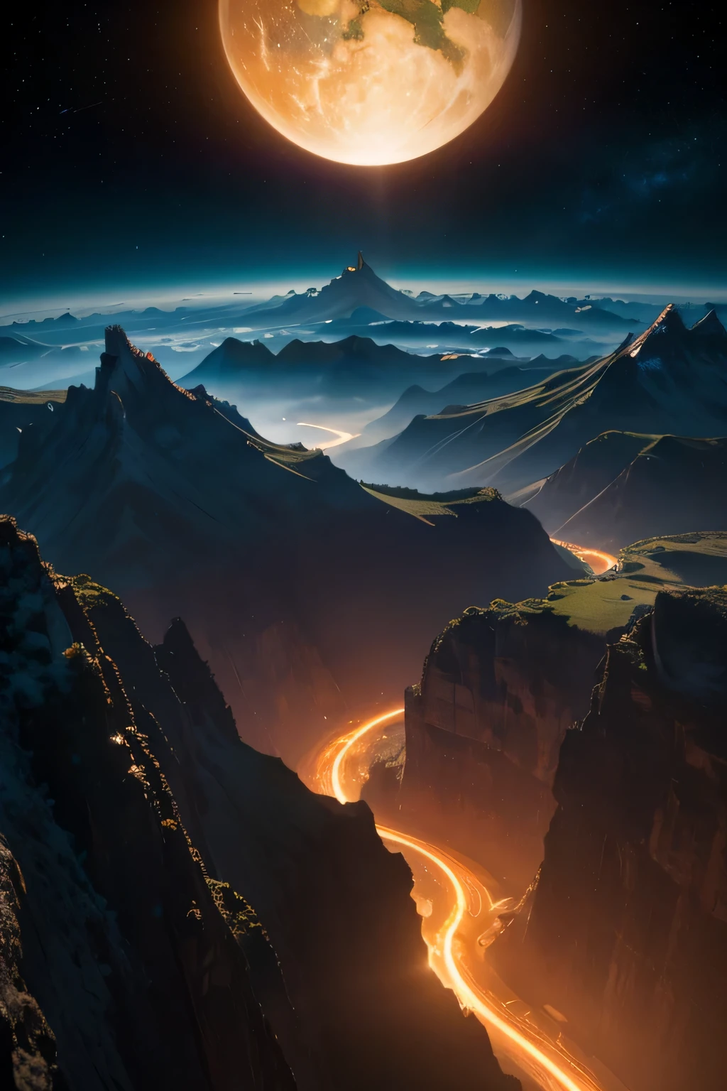 (Alien scenes)，Looking out from the space station, The landscape will be breathtaking. The station will be located in the midst of endless darkness, A space where stars gather, A distant planet is visible on the horizon. This planet will be majestic, Multicolored spheres, Cloudy，Dotted with mountains and seas.

Around the station, There will be a series of activities, As spacecraft come and go, Transport supplies, equipment, and personnel. Some boats will be sleek and streamlined, While others are bulky and utilitarian, Designed for heavy lifting and long-distance transport.

The space station itself will be an engineering marvel, gleaming metal and glass centerpiece，stretching into space like a giant web. The modules that make up the station will be connected via slim connectors, bent arms, Each one has a communication antenna erected, Solar panels, and instruments.

When a space station orbits a planet, The landscape below will change, Reveal new landscapes and hidden wonders. There may be huge craters, towering volcano, or deep canyons that stretch for miles.. Earth&#39;s color changes as the sun rises and sets, Cast long shadows on the landscape，Illuminating hidden valleys and peaks.

Despite the vast space，Landscape on a grand scale, The space station will become a beacon of life and activity, It proves the ingenuity and determination of mankind to explore and conquer the unknown.. (((masterpiece))), ((best quality)), actual, 8K, Super detailed, actual, landscape, concept art,  Highly detailed RAW color photos, side angle, (lens flare:0.7), particle effect, Ray tracing, movie lighting, Shallow depth of field, Shot with Sony Alpha 1, 50mm wide angle lens, sharp focus, movie stills, dynamic poses., 1 planet,