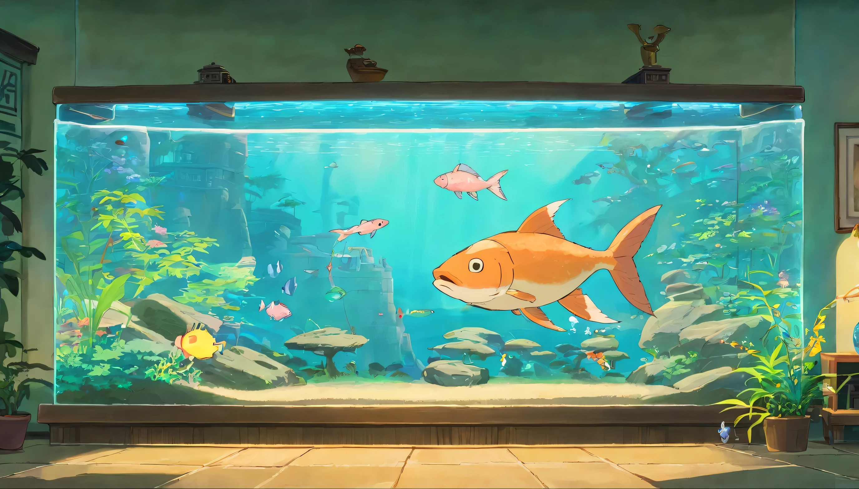 A large rectangular fish tank,No fish in it,