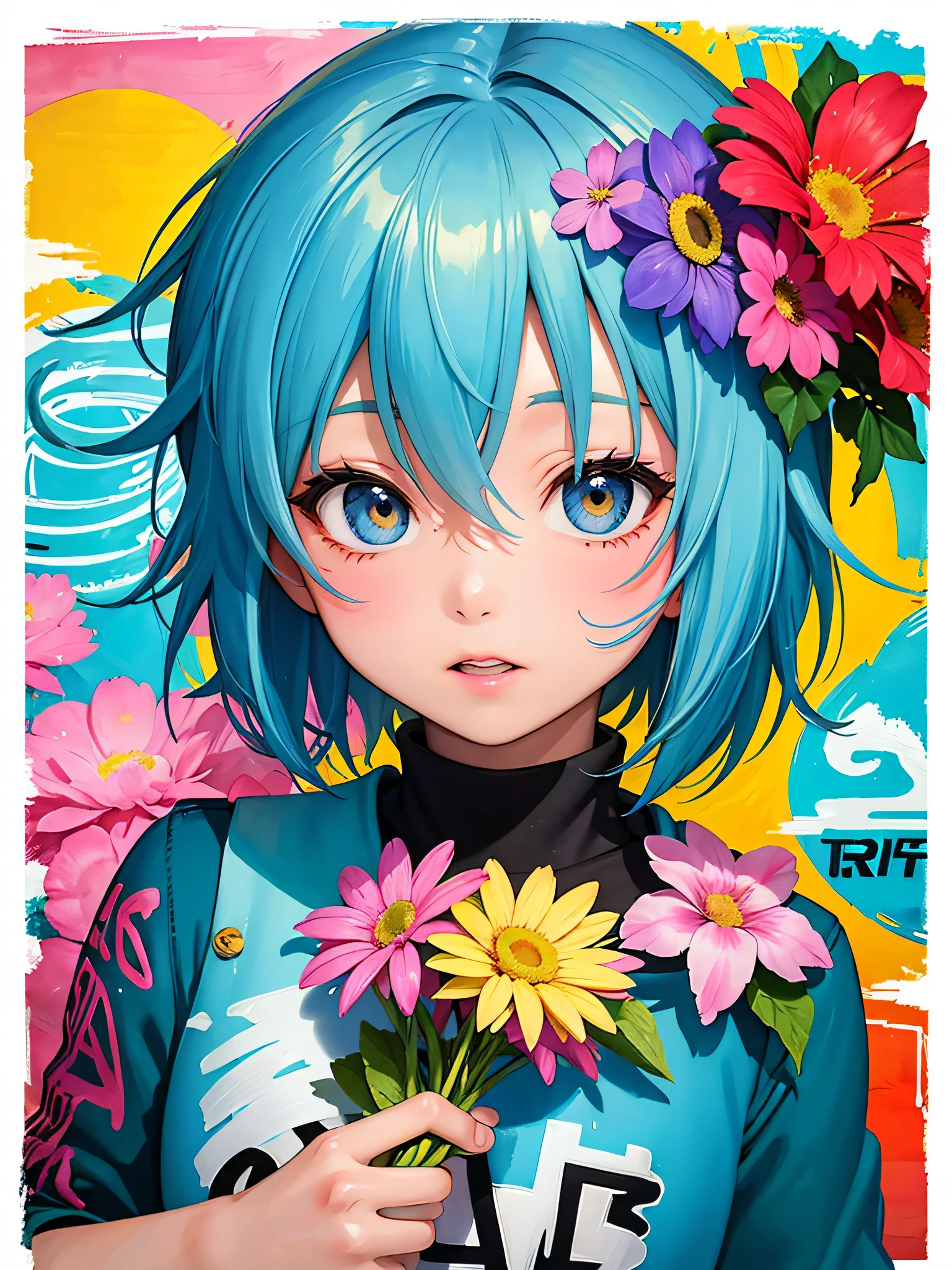 akira toriyama style、8K quality, intense watercolor, watercolor detailed art, watercolor splash, surreal, avant-garde pop art, Beautiful and expressive paintings, Beautiful artwork illustration, very colorful tones, wonderful, cool beauty, highest quality,official art, vector art,stylish design, ((most beautiful girl ever))), (((highest quality))), HDR, ((Detailed details)), (((graffiti art))), ((masterpiece))、((Super detailed))、(((colorful flowers)))、(((Paris cityscape)))