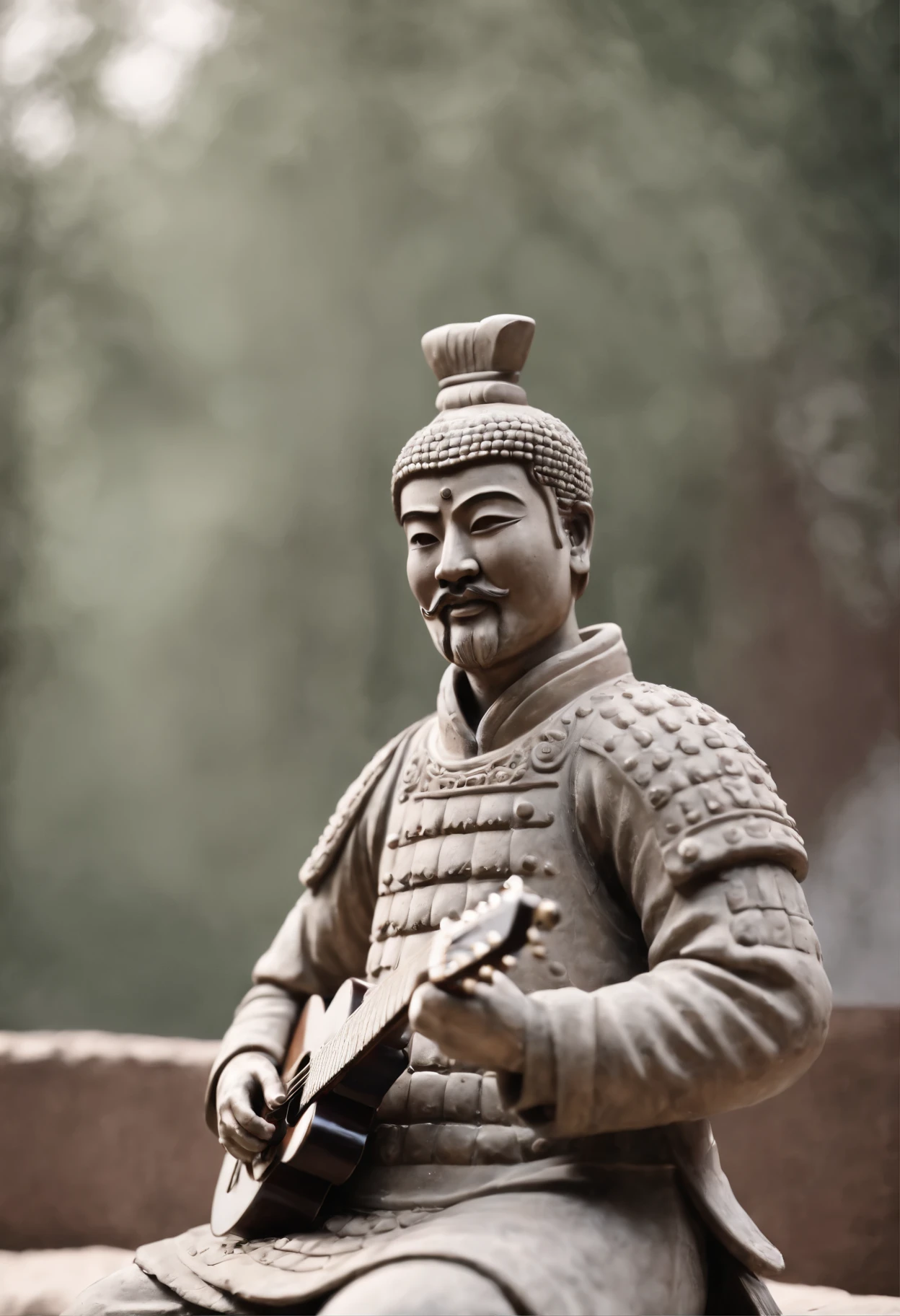 Terracotta warrior holding guitar