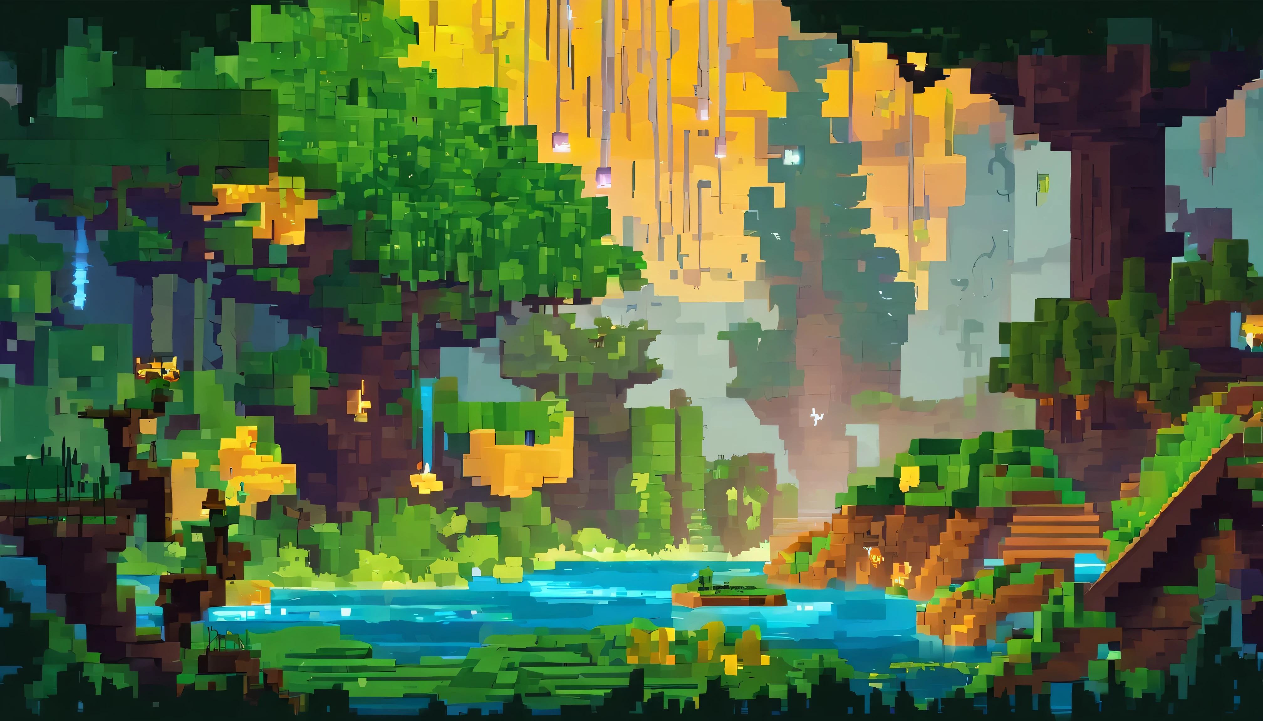 Design an image depicting an intense night storm scene over an ancient rainforest. The sky above is a canvas of chaotic beauty, with lightning bolts illuminating the dense canopy below. Each flash reveals the rich, wet leaves of towering trees and the intricate ecosystem that thrives under their shelter. The storm's fury is juxtaposed with the enduring calm of the forest, highlighting the timeless dance between nature's tempests and the tranquility of the ancient woodlands. Include the occasional glimpse of a waterfall or river, its waters surging in response to the downpour, adding to the scene's dynamic beauty