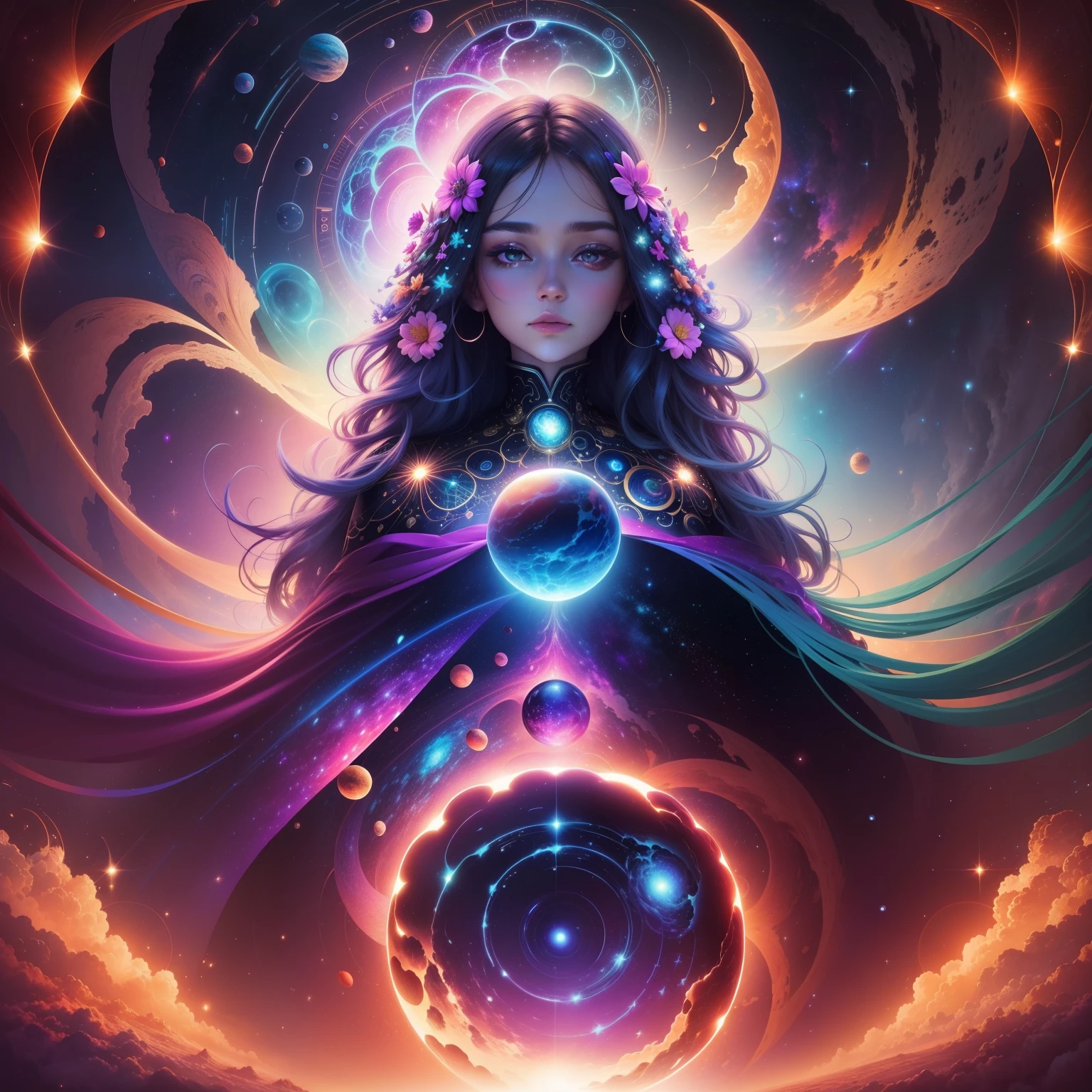 Immerse yourself in captivating digital artwork、Travel through space. "Cosmic Dreams" Combine vibrant colors, complicated pattern, Celestial elements to create a captivating visual experience. The artwork is、Represents the beauty and vastness of the universe, It reminds us of the infinite possibilities that are beyond our reach.