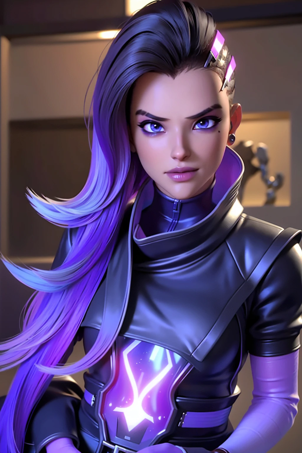 realistic, realism, photorealism, photo-realistic, high contrast, (photorealistic:1.4), 8k high definition detailed realistic, (best quality, masterpiece:1.2),  photon mapping, radiosity, physically-based rendering, best quality, highly detailed, owsombra, whole body, inside, coat,