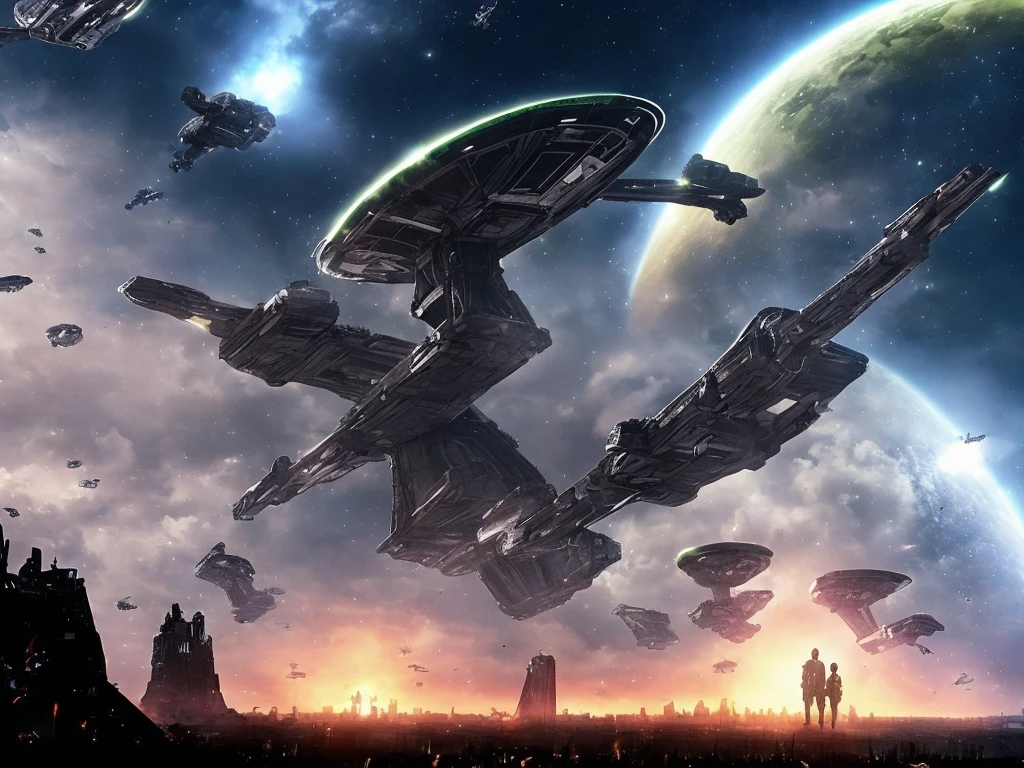 (best quality,4k,8k,highres,masterpiece:1.2),ultra-detailed,(realistic,photorealistic,photo-realistic:1.37),alien landscape,invasion,extraterrestrial beings,flying saucers,bizarre vegetation,unearthly atmosphere,moonlit sky,ominous clouds,ancient ruins,surreal colors,dark shadows,unsettling silence,sinister glow,abandoned cities,mysterious structures,otherworldly technology,awe-inspiring architecture,alien creatures,intricate patterns,breath-taking vistas,alien invasion imminence,epic battle,laser beams,pulsating energy,massive explosions,strained determination,courageous resistance,desperate struggles,tense atmosphere,unexpected allies,immersing the viewer in a sci-fi spectacle