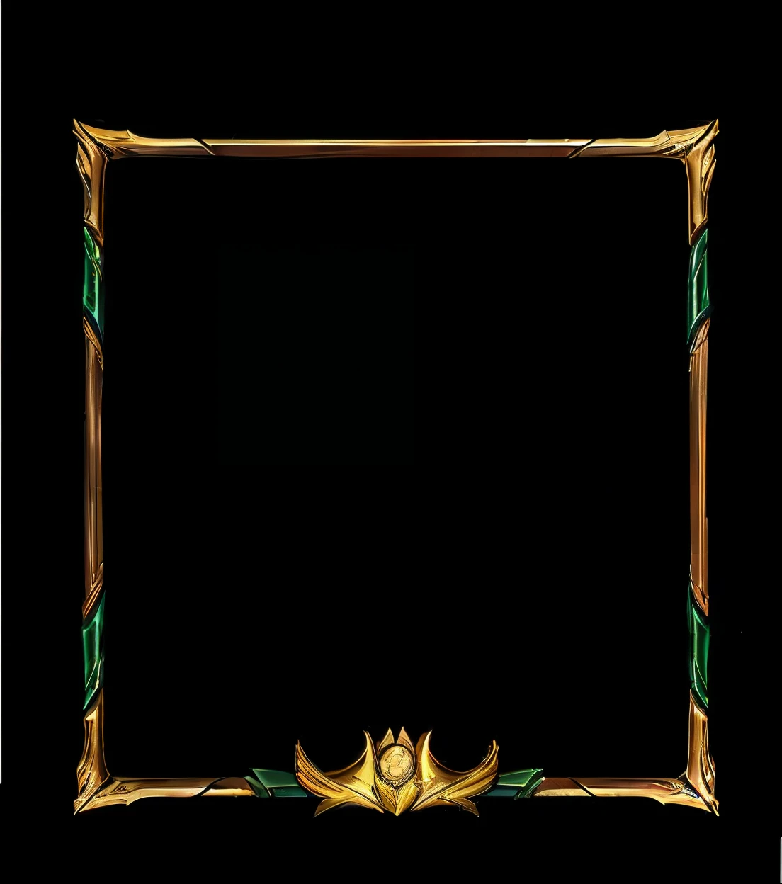 a picture of a gold frame with a flower on it, game overlay, black rose frame. d&d, ornate borders + concept art, card frame, game card frame, background(solid), wide frame, ornate frame, frame, inside stylized border, complete darkness background, medium frame, kda, arena background, golden frame, stylized border, movie frame