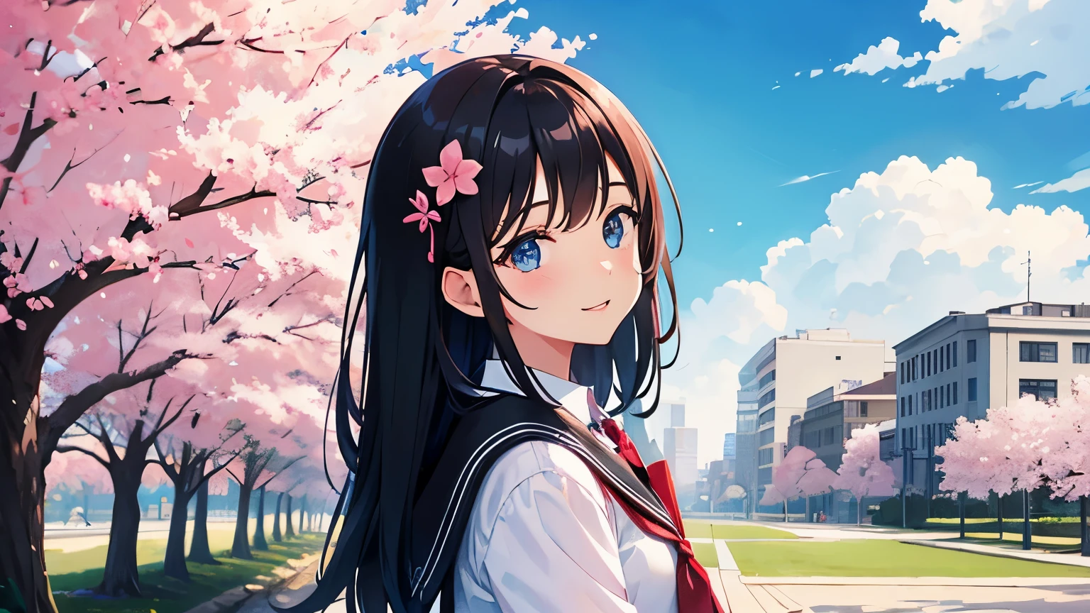 cherry blossoms、School、student、Entrance ceremony、first time々cool girl