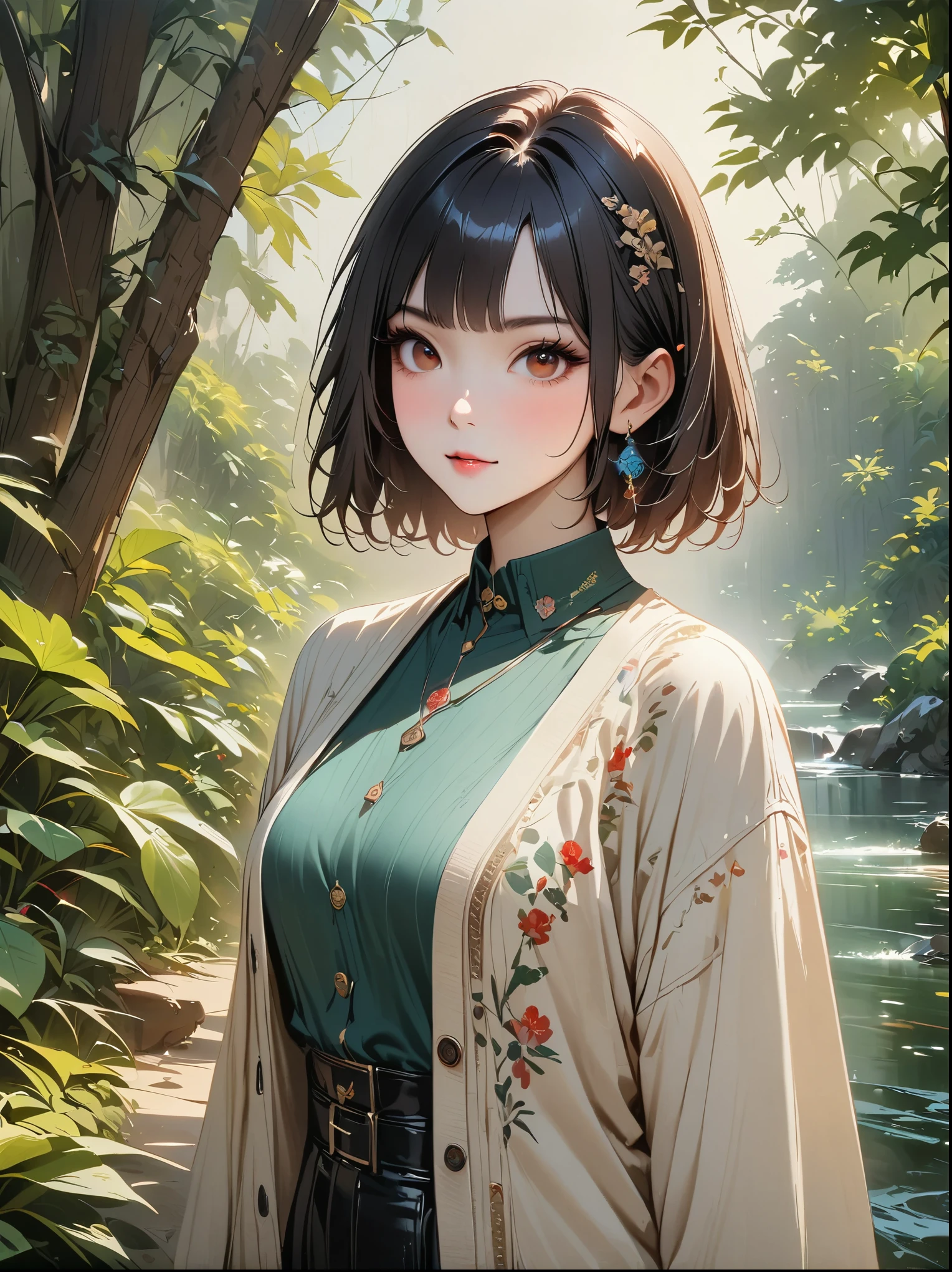 (masterpiece:1.3), (8K, lifelike, original photo, best quality: 1.4), (1 girl), pretty face, (realistic face), (black hair, short hair:1.3), beautiful hairstyle, realistic eyes, Beautiful and delicate eyes, (lifelike皮肤), beautiful skin, (sweater), Ridiculous, attractive, ultra high resolution, Surreal, Very detailed, golden ratio