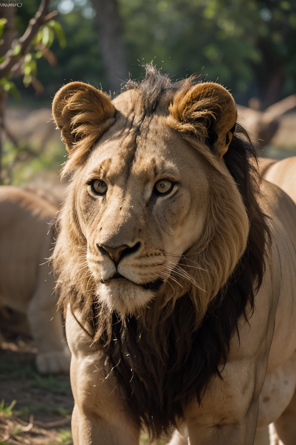 Develop a series of images depicting lions in different settings and poses. Images must capture the majesty and strength of lions, bem como sua beleza natural. Varie os ambientes, incluindo savanas, florestas, and even closer portraits of lions. Certifique-se de que os detalhes, como a textura da pele, facial expression and posture, sejam realistas e cativantes. Images should convey both the calm and power of lions, tornando-se visualmente atraentes e impressionantes para os espectadores.