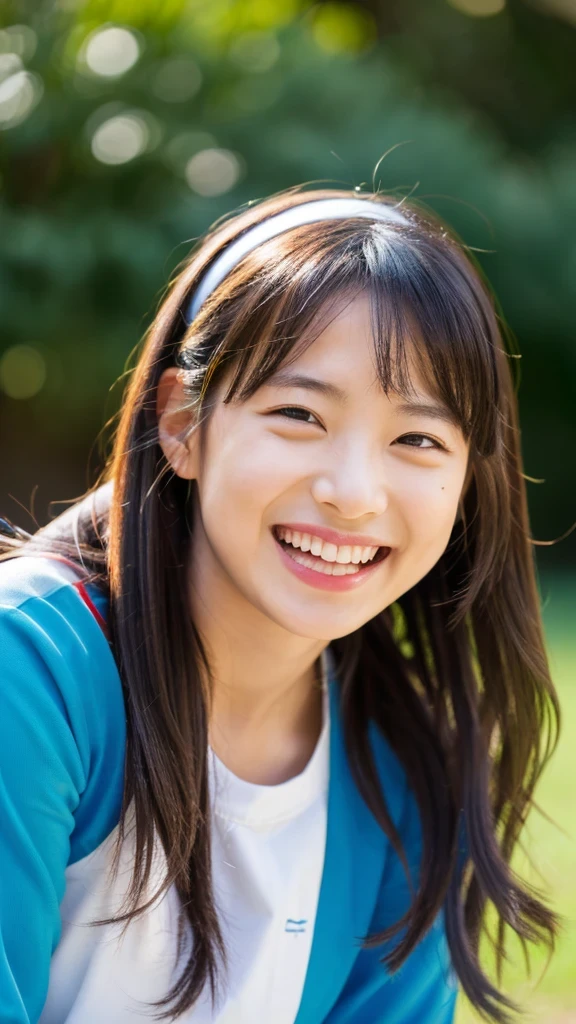 (highest quality, masterpiece), (beautiful 12 year old japanese girl), (freckles:0.6), soft light, ponytail, smile