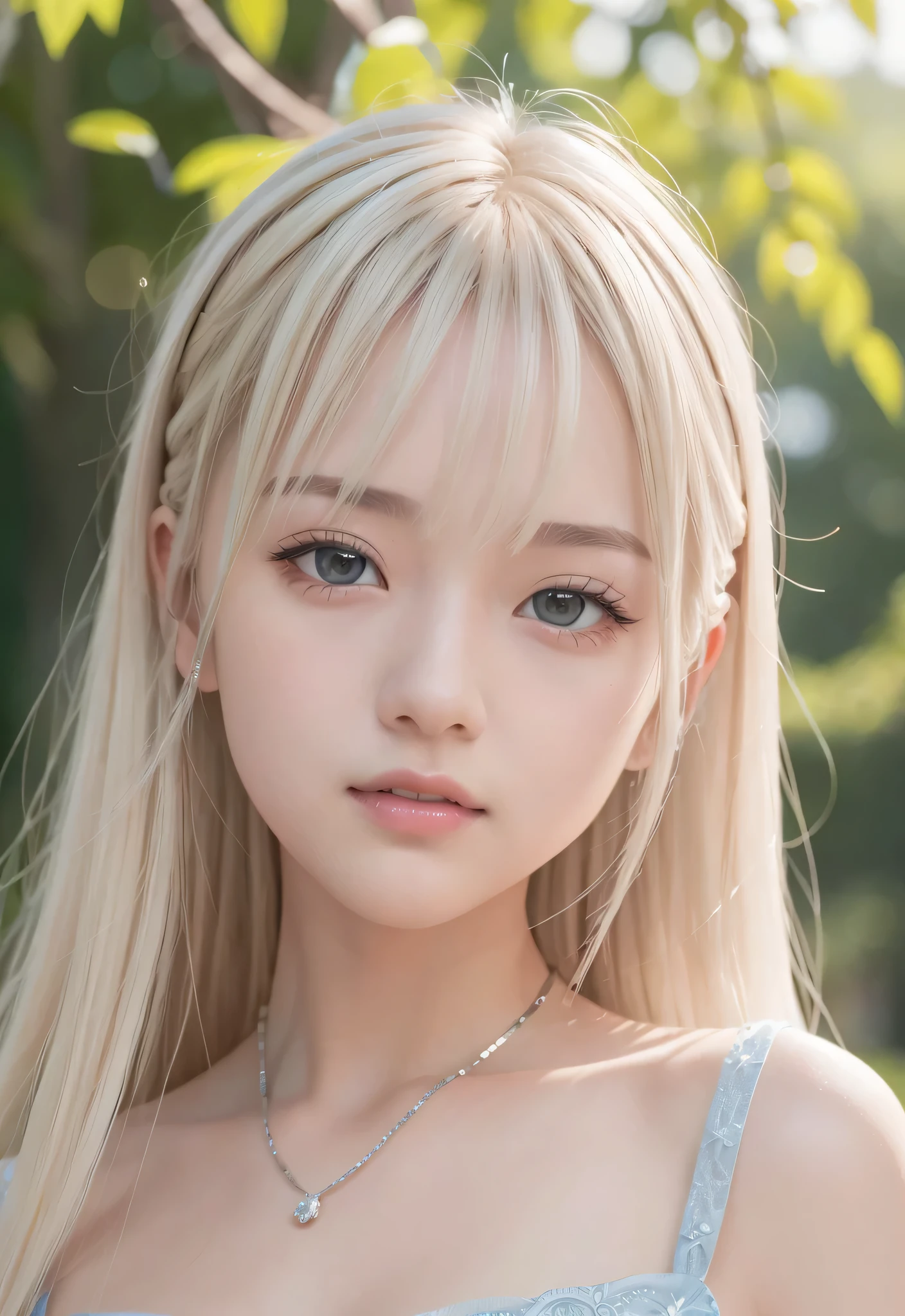 smile、night、RAW photo、(((extreme beauty portrait)))、((glowing skin))、1 girl、Beautiful girl of 16 years old in Prague、bright look、((platinum blonde hair))、[Big blue eyes that shine like jewels]、Glossy and glossy skin、Silky long straight hair、eyeliner、beautiful bangs、hair between eyeasterpiece、最high quality、super detailed、film light、intricate details、High resolution、very detailed))、detailed background、8KUHD、Digital single-lens reflex camera、soft light、high quality、film grain、Fujifilm XT3 、shallow depth of field、natural soft light、（I don&#39;t have any hands）、Kamimei、rich bust