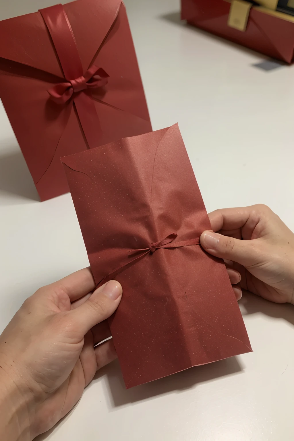 A red envelope that can hold samples