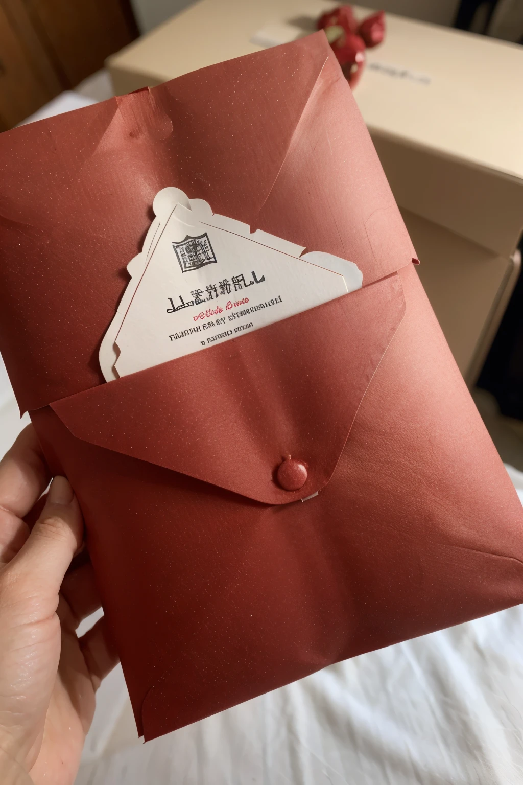 A red envelope that can hold samples