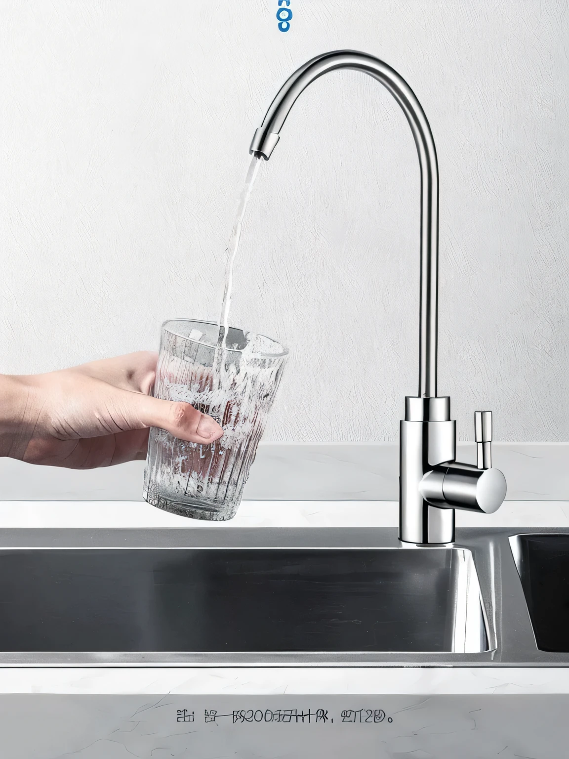 Holding a transparent water glass in one hand, he took half a glass of water