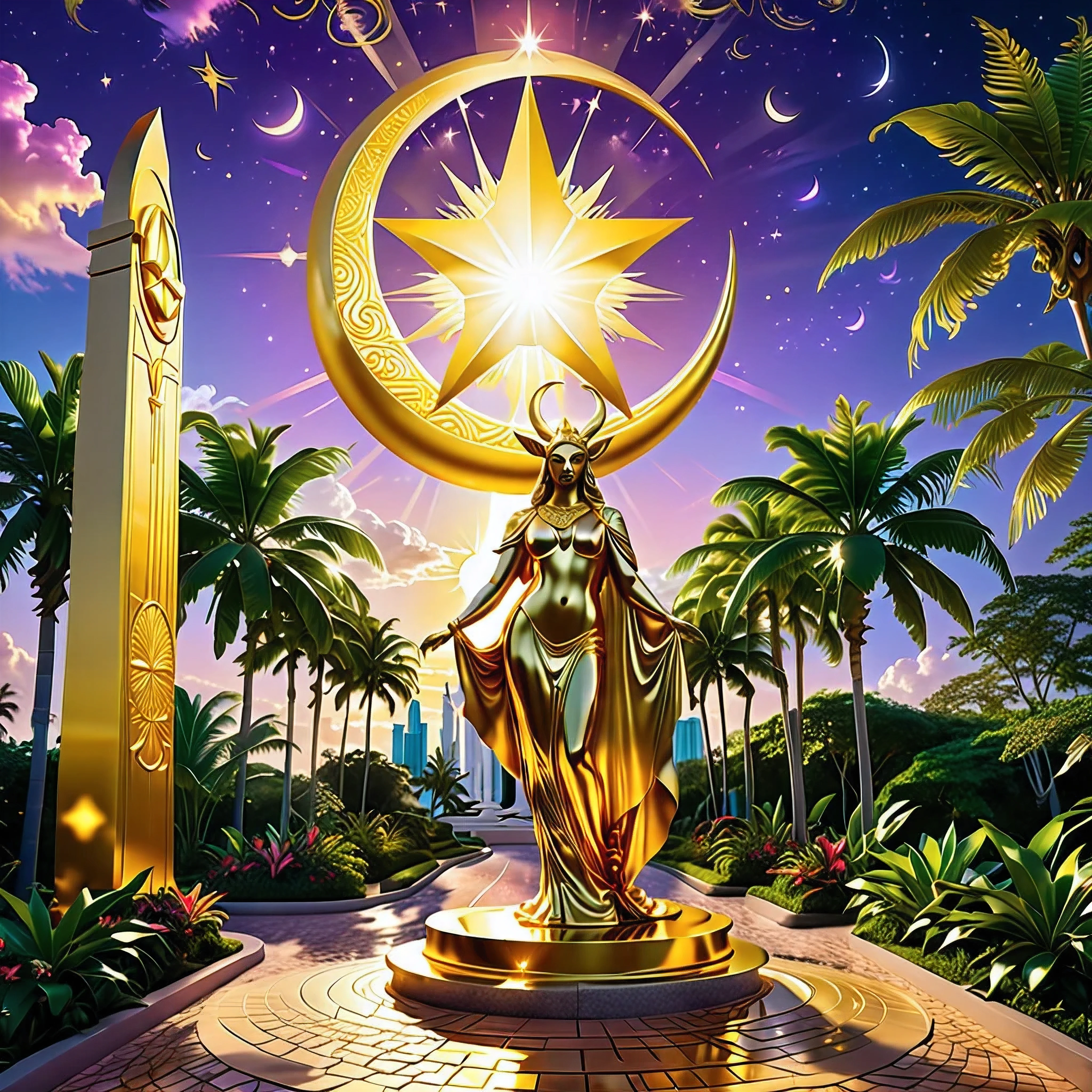 The prompt for the first theme is as follows: "Achieving success, facing mortality, golden ingots, vibrant Miami, luxurious Mercedes, golden SLS, Baphomet statue, along the path, crescent moon on the left, sun on the right, lavish lifestyle, glimmers of hope, surreal dreams, twilight hues, mesmerizing glow, luminous energy, infinite possibilities, divine intervention, the allure of gold, symbolic journey, hidden secrets, enchanted whispers." Remember to remove the explanations and make sure the prompt meets all the formatting requirements.
