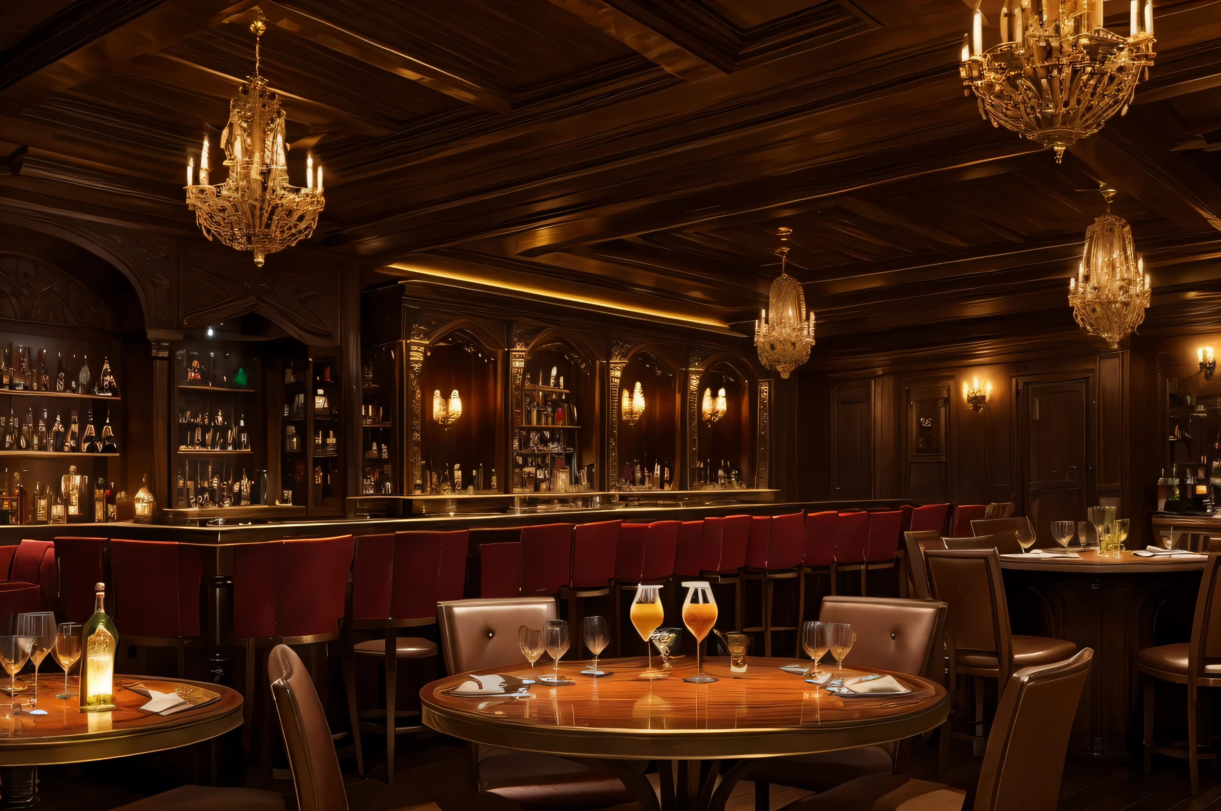 a luxurious tavern that serves the most elaborate drinks and cocktails (digital art, fantasy art, RPG art)
