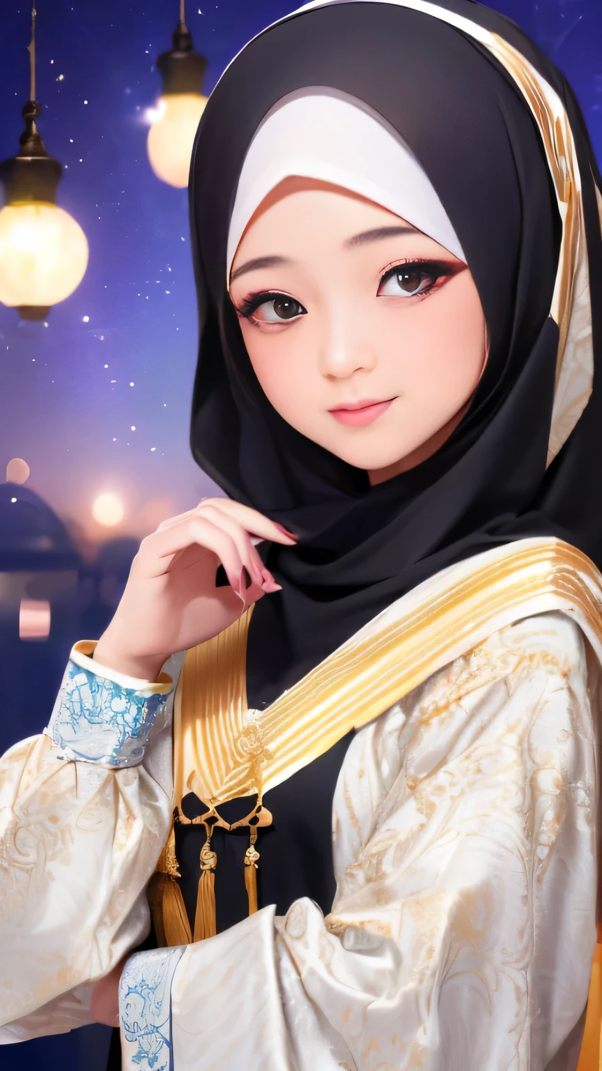 Minal aidin wal fa idzin, best quality Pictures, hijab girl, Ramadhan night