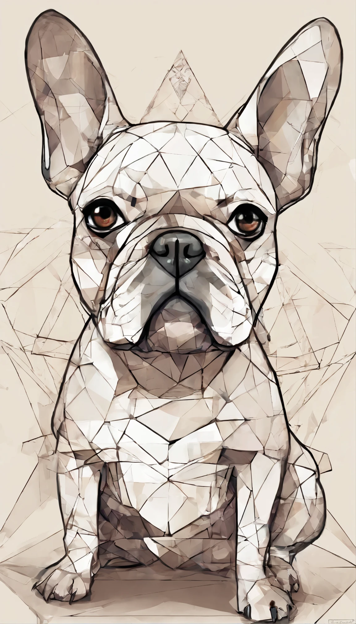 (french bulldog ),(best posture),(best angle), (better expression), Eduardo Cobra Acoljo Armento ,Geometric wall PORTRAIT, artistically, Chibi,yang08k, Beautiful , dyeing,