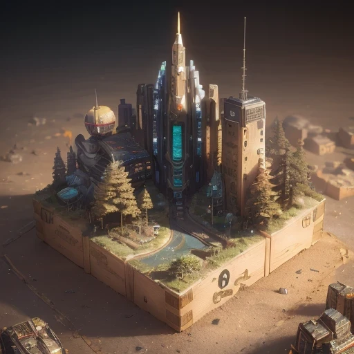 6598年Mars realistic model, (bifurcation, original photo, best quality, masterpiece:1.4),SteampunkCyberpunk6820 City,(CyberpunkMars light:1.3), Mars (related to land),(in a small nature box:1.3),Isometric, small nature, landscape on foundation,landscape,