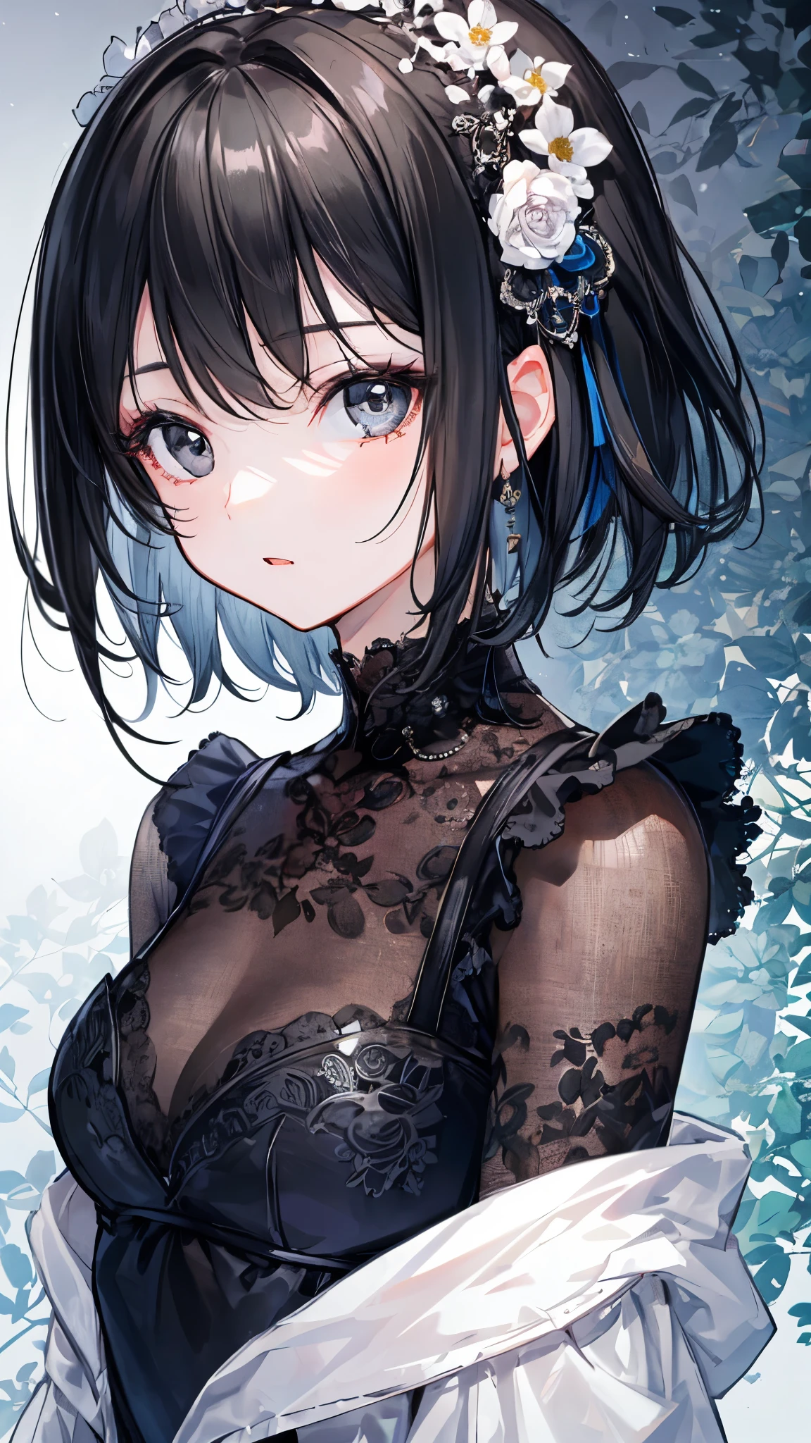 {masterpiece},{best quality},{1girl}, cute, Amazing, beautiful detailed eyes, black eyes, short hair, black hair,finely detail,Depth of field,extremely detailed CG,original, extremely detailed wallpaper,upper body, looking at viewer