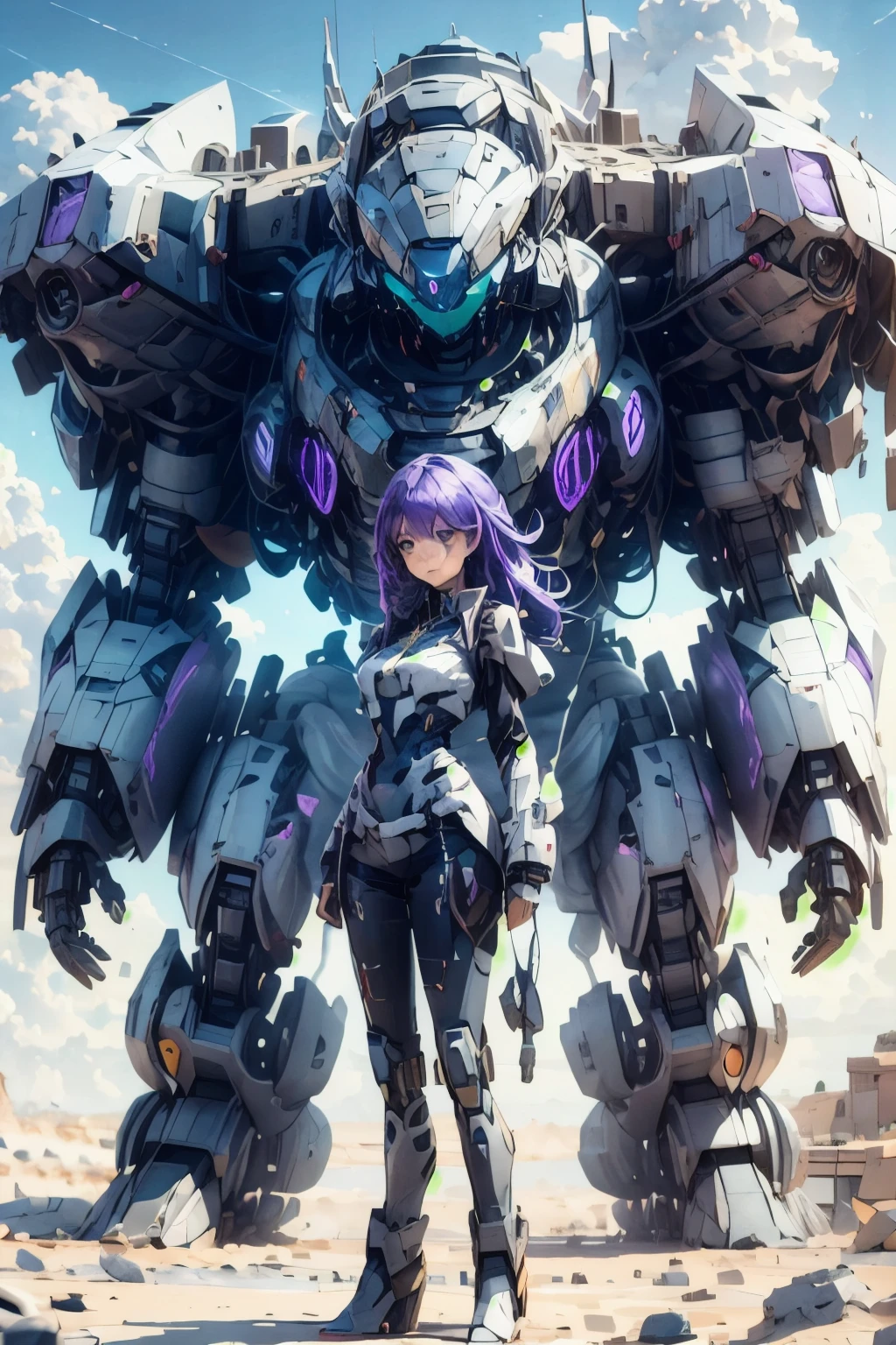 Sky,Physically based rendering,movie shot,best quality,_Mecha,landscape,battlefield,fragments,alien spacecraft,laser,destructive weapon,Purple
