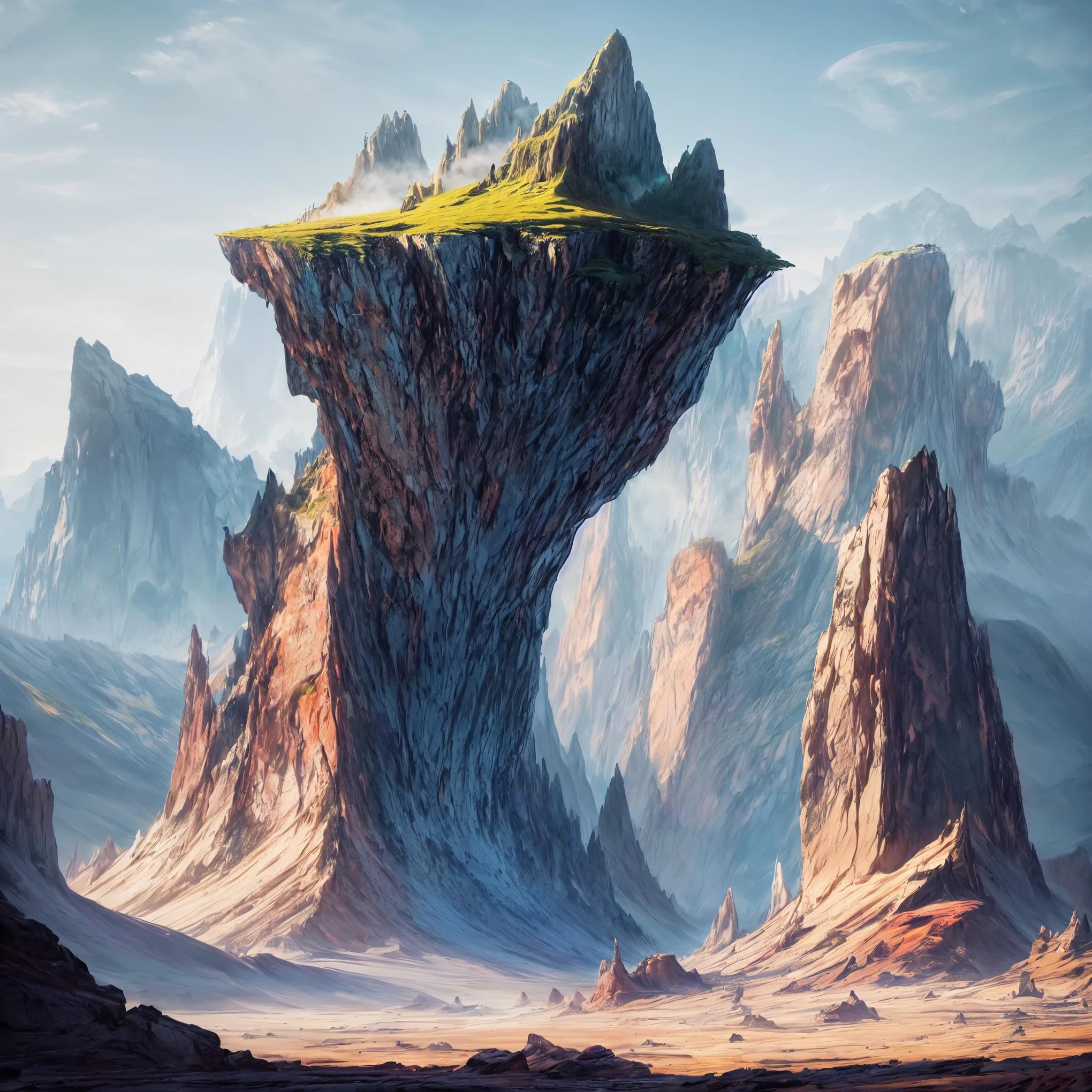 (best quality,4k,8k,highres,masterpiece:1.2),ultra-detailed,(realistic,photorealistic,photo-realistic:1.37),(alien landscape:1.2),otherworldly plants and vegetation,unearthly rock formations,mysterious glowing crystals,breathtaking mountain range,extraterrestrial atmosphere,ethereal color palette,eerie and surreal lighting effects,sci-fi concept artists