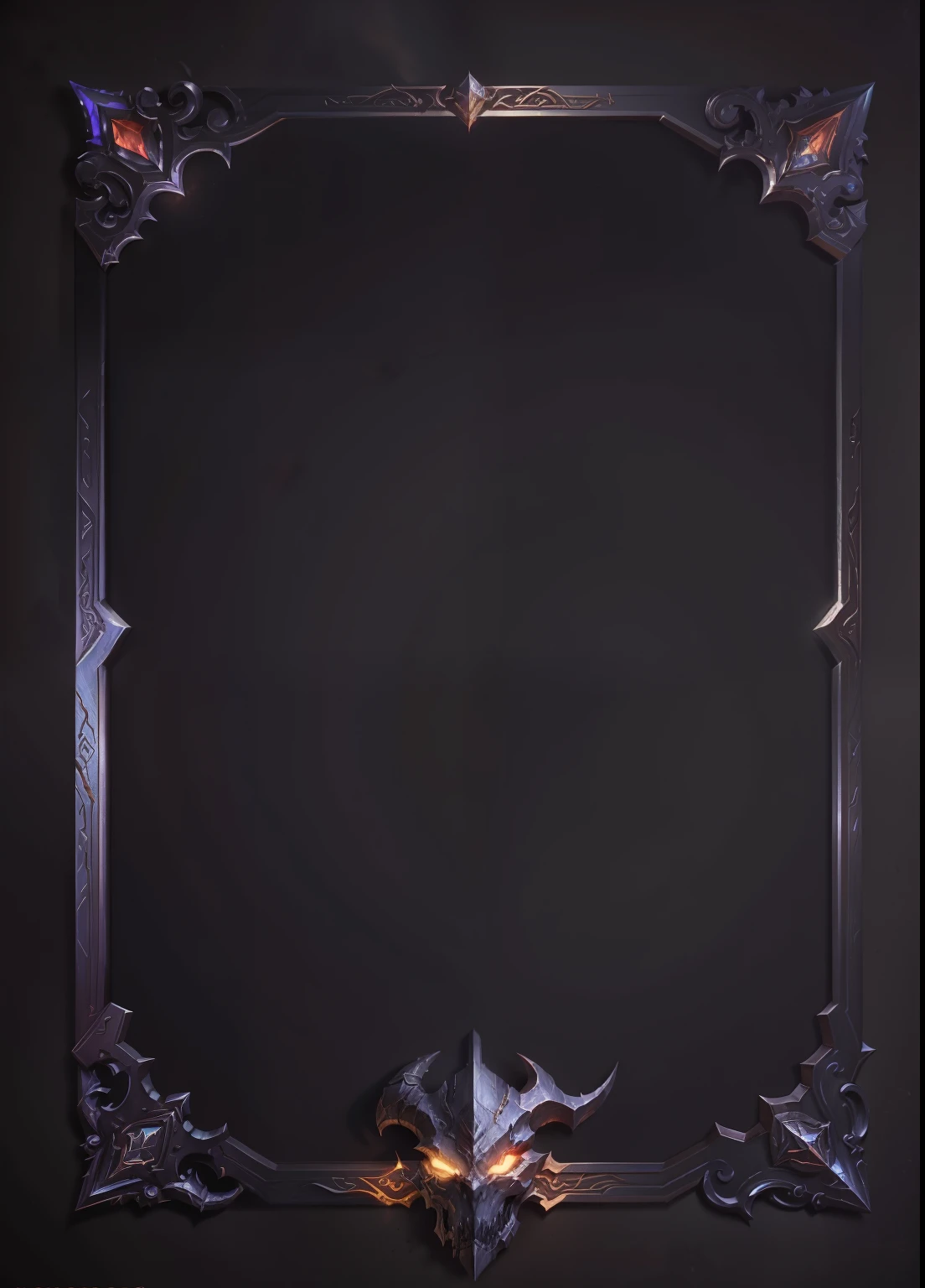 ornate borders + concept art, cyborg frame concept, game overlay, 8k hd wallpaperjpeg artifact, 8 k hd wallpaperjpeg artifact, warcraft blizzard weapon art,Demon Head, Dragon Wrap, card frame, Metal, Diablo concept, Blizzard concept, game concept design,(Do not appear characters related)