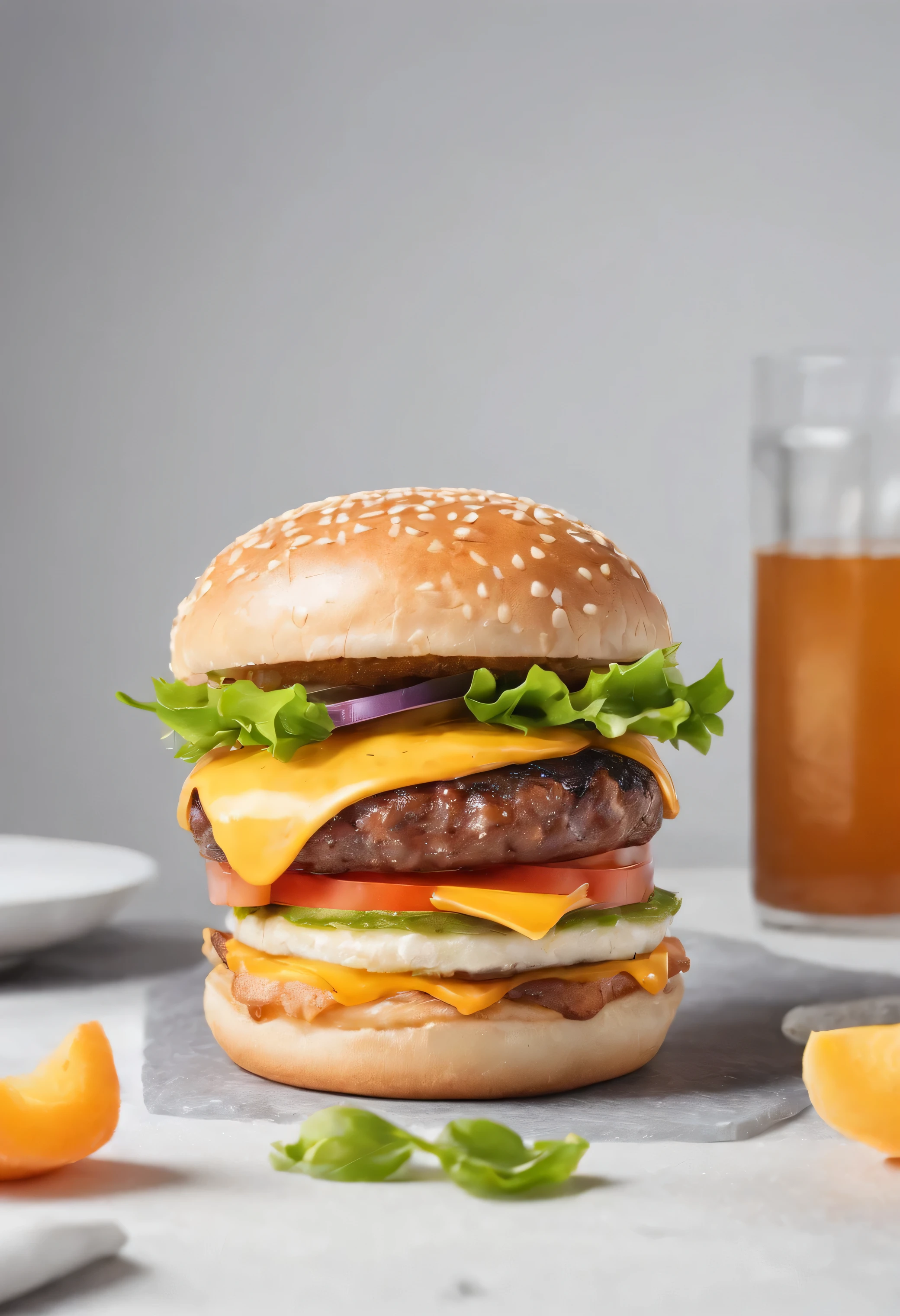 hamburger, white background, food photography, magazine photo