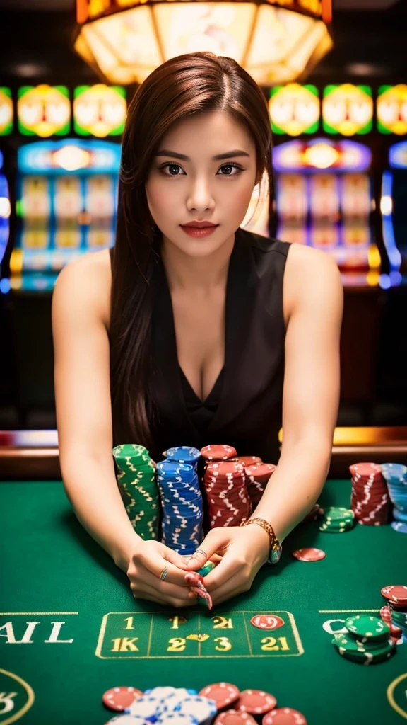 (Raw photo, highest quality)(8K, highest quality, masterpiece: 1.2), Super detailed, super resolution, (realistic, realistic photo: 1.37), a women, gambling