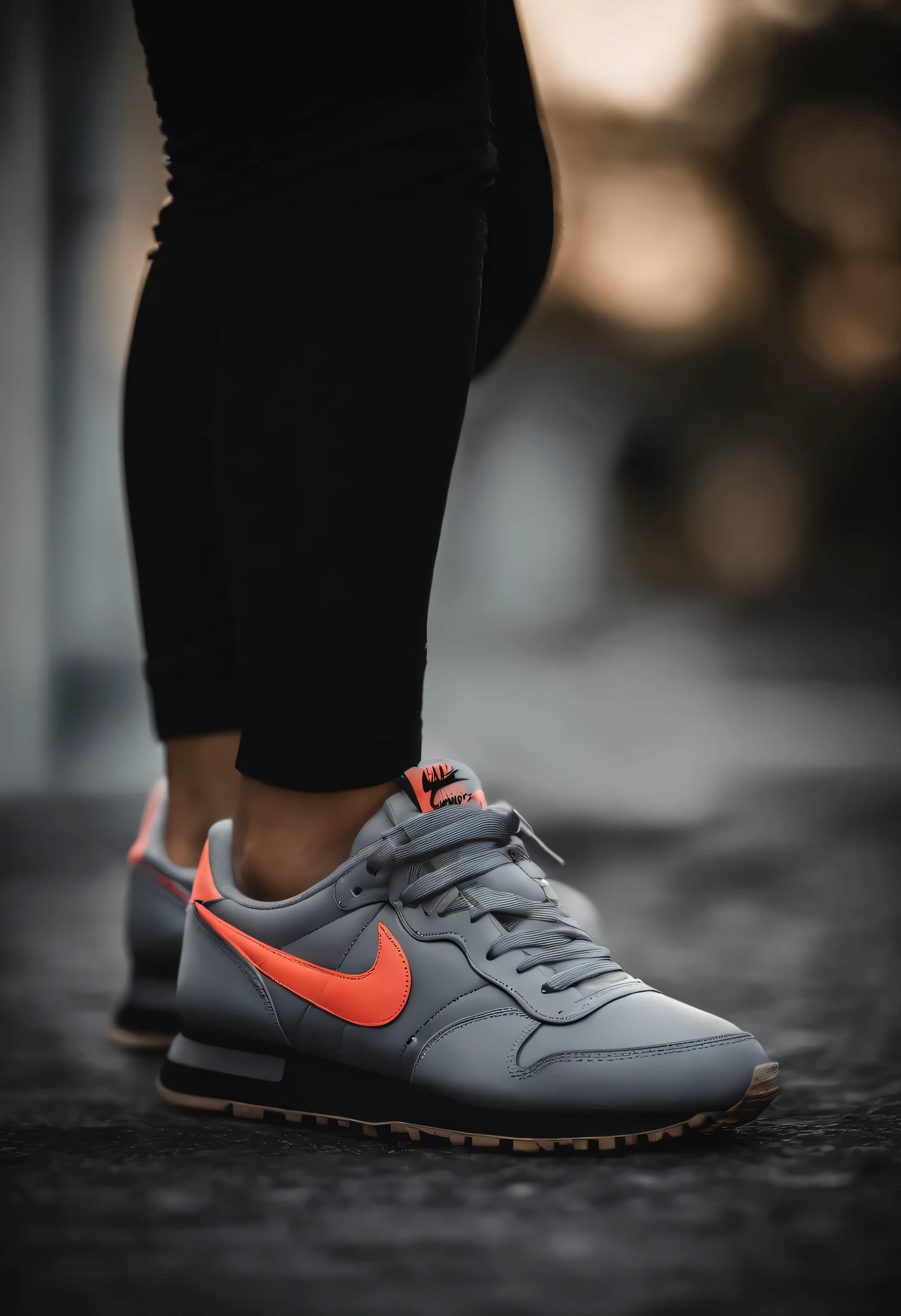 zapatillas nike foto de estudio alta calidad iluminacion perfecta fondo gris infinito, detalles perfectos hermosos
