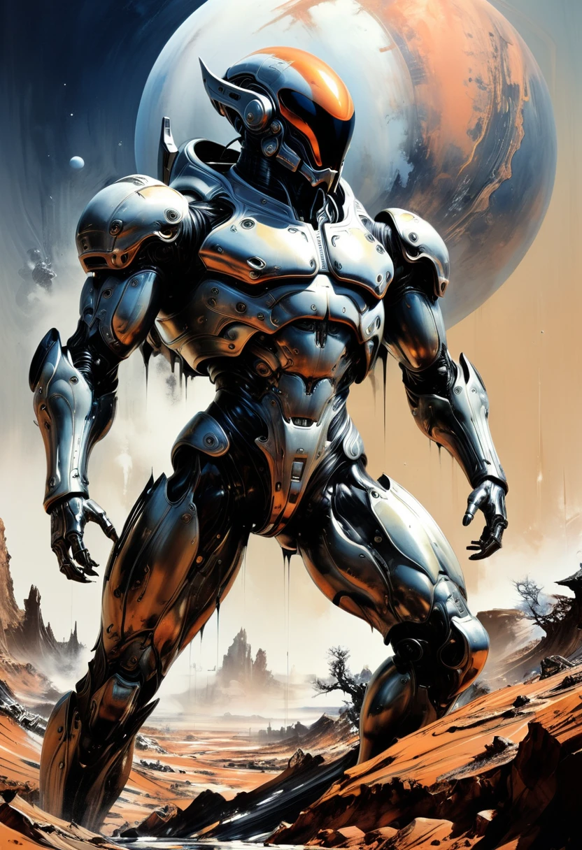 Alien Landscape, by Yoji Shinkawa, mars, (masterpiece, best quality, perfect composition, very aesthetic, absurdres, ultra-detailed, intricate details, Professional, official art, Representative work:1.3)