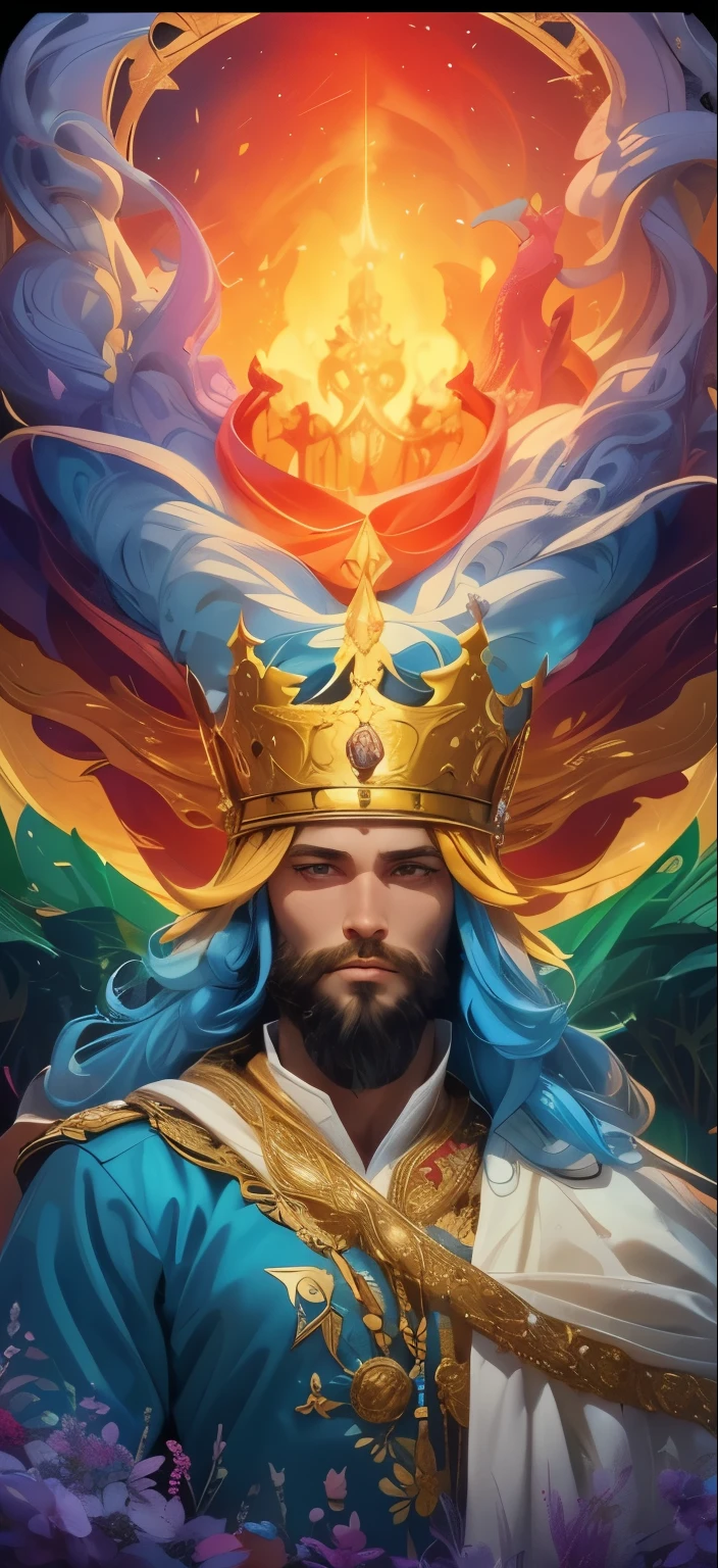 The paradise King, of all the colors of the world, a beautiful paradise, a glorious land, the king, royal golden king of plenty, 8k