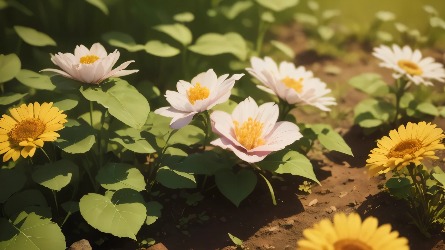 (((there are no humans))),close-up of many flowers , natural flowers on background, flower aesthetic field