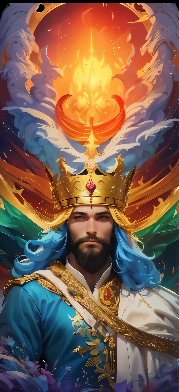 The paradise King, of all the colors of the world, a beautiful paradise, a glorious land, the king, royal golden king of plenty, 8k