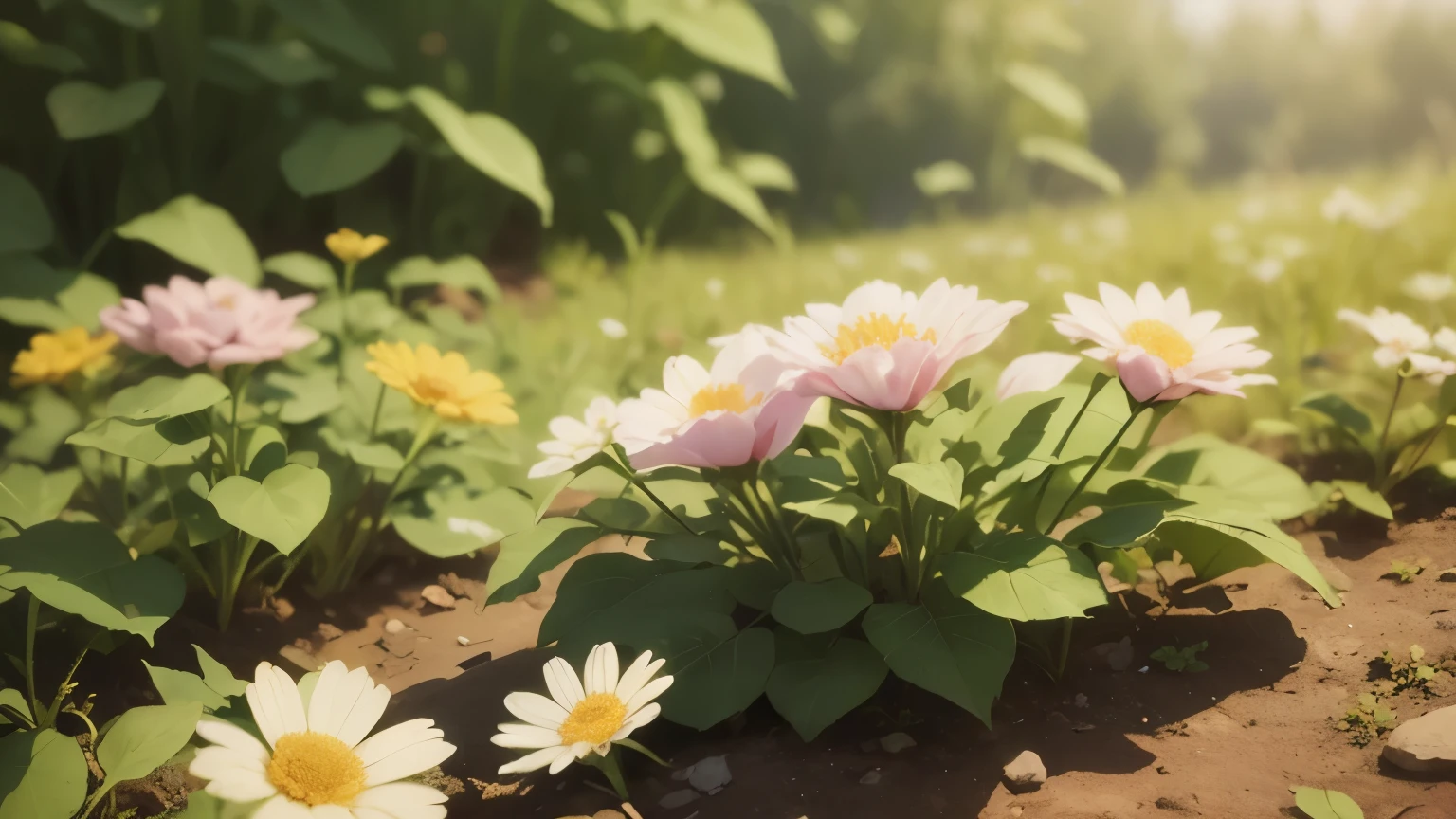 (((there are no humans))),close-up of many flowers , natural flowers on background, flower aesthetic field