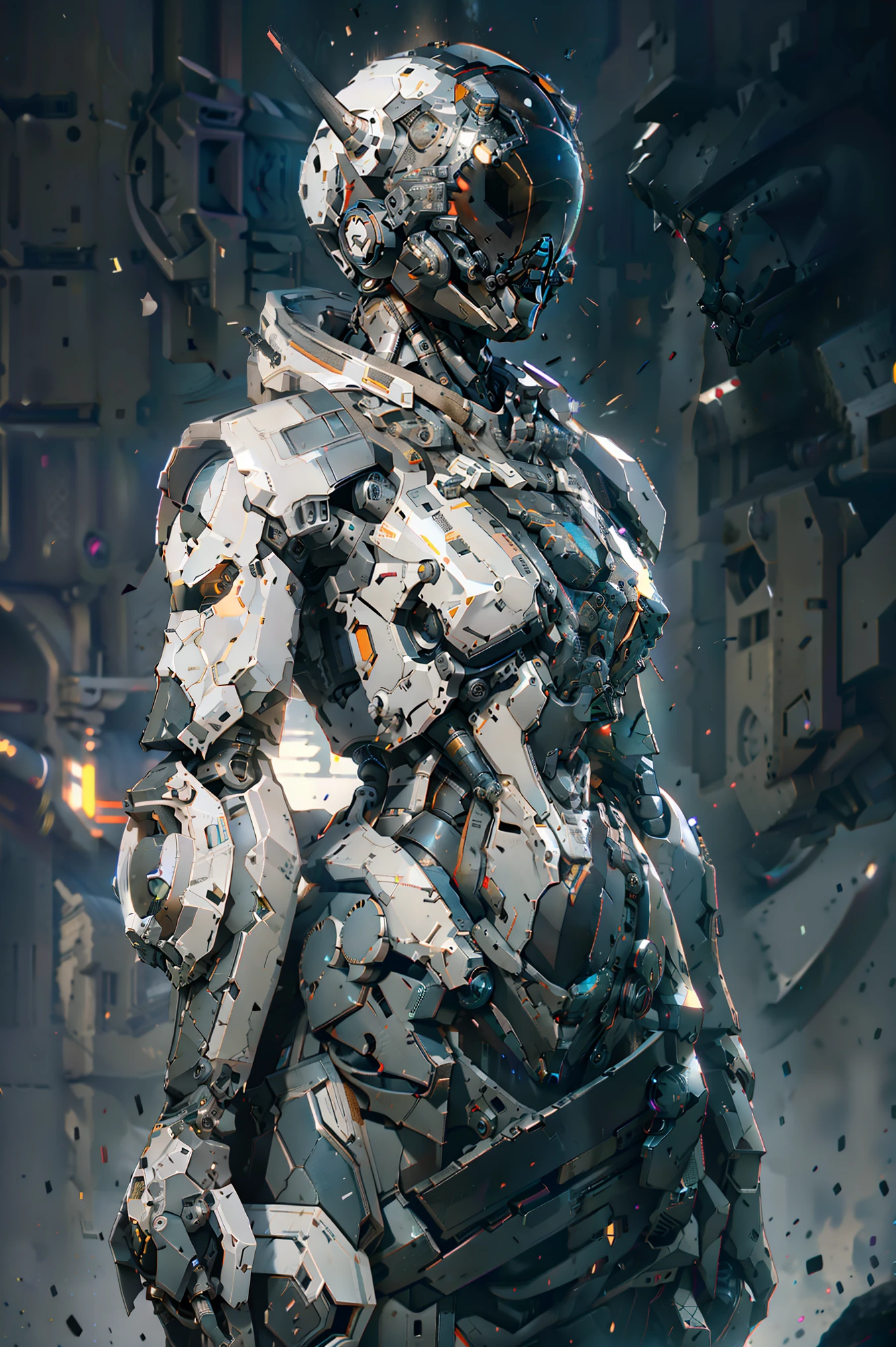 official art, potrait, unity 8k wallpaper, ultra detailed, aesthetic, masterpiece, best quality, hyperrealistic and intricate detail, ((portrait of a military nousr robot)), warframe, ((full robot helmet)), character design, ((detailed helmet)), in the style of dieter rams and boston dynamics, robot, highly detailed, intricate details, (symmetrical), digital 3d, hard surface, real-time, vfx, volumetric lighting, ambient light, ultra hd, hdr, uhd, depth of field, macro shot, diffused background,